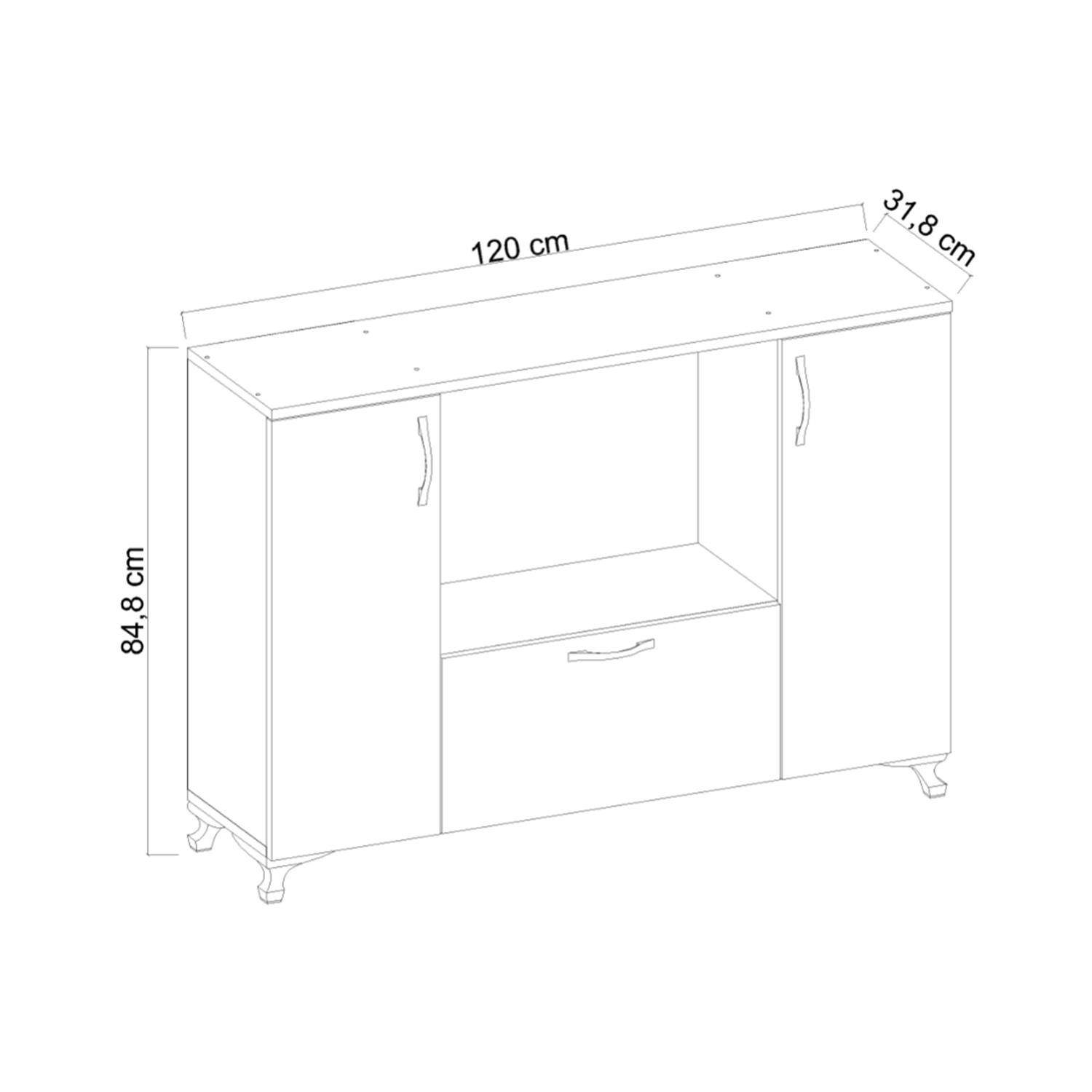 ReHome Bala Üç Kapaklı Bölmeli Çok Amaçlı Dolap