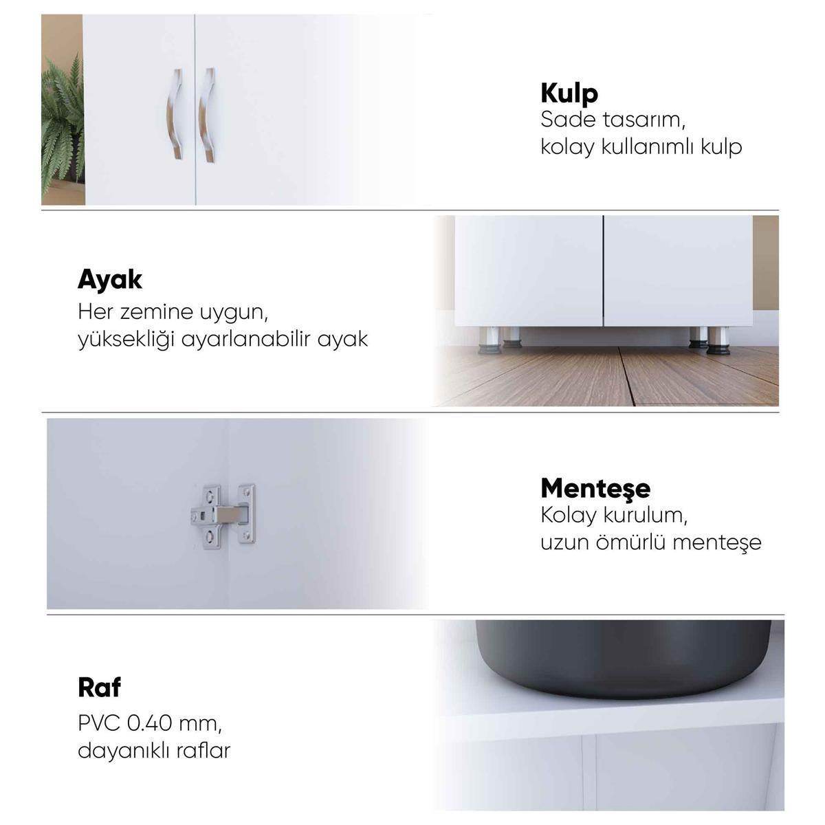 ReHome Dienni Dört Raflı Çok Amaçlı Dolap