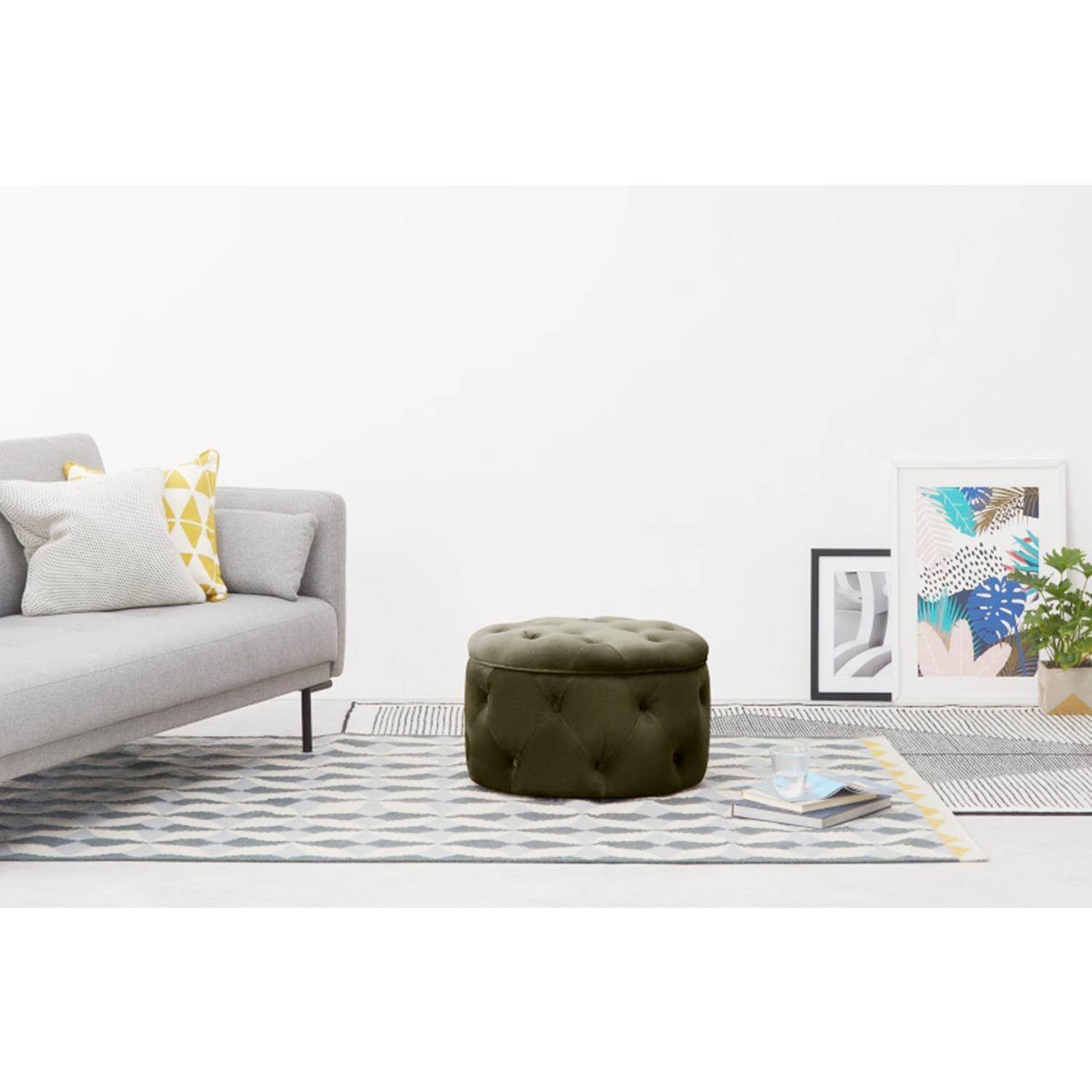 ReHome Duru Sandıklı Kadife Puf 60x60 cm | Makyaj Masası, Antre ve Oturma Odası Puf Koltuğu