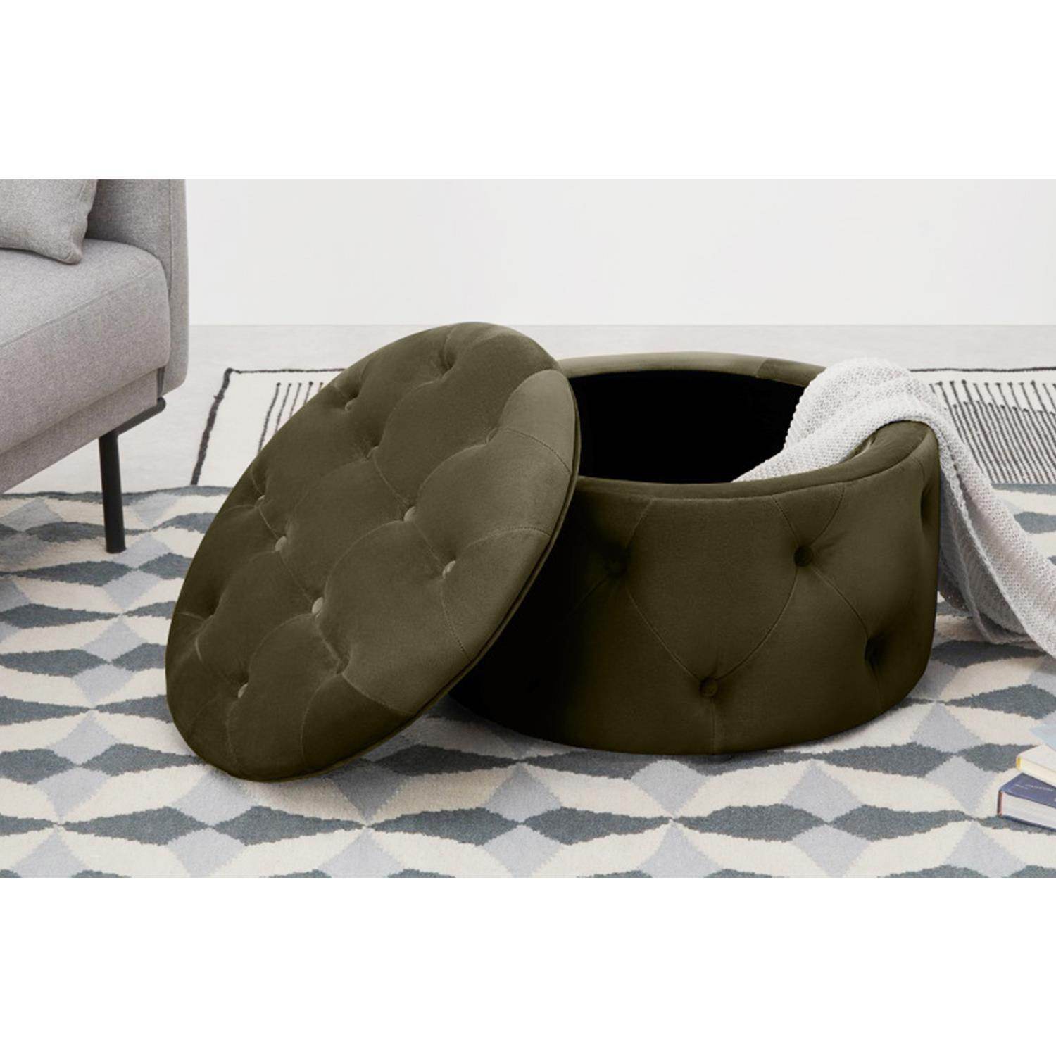 ReHome Duru Sandıklı Kadife Puf 60x60 cm | Makyaj Masası, Antre ve Oturma Odası Puf Koltuğu