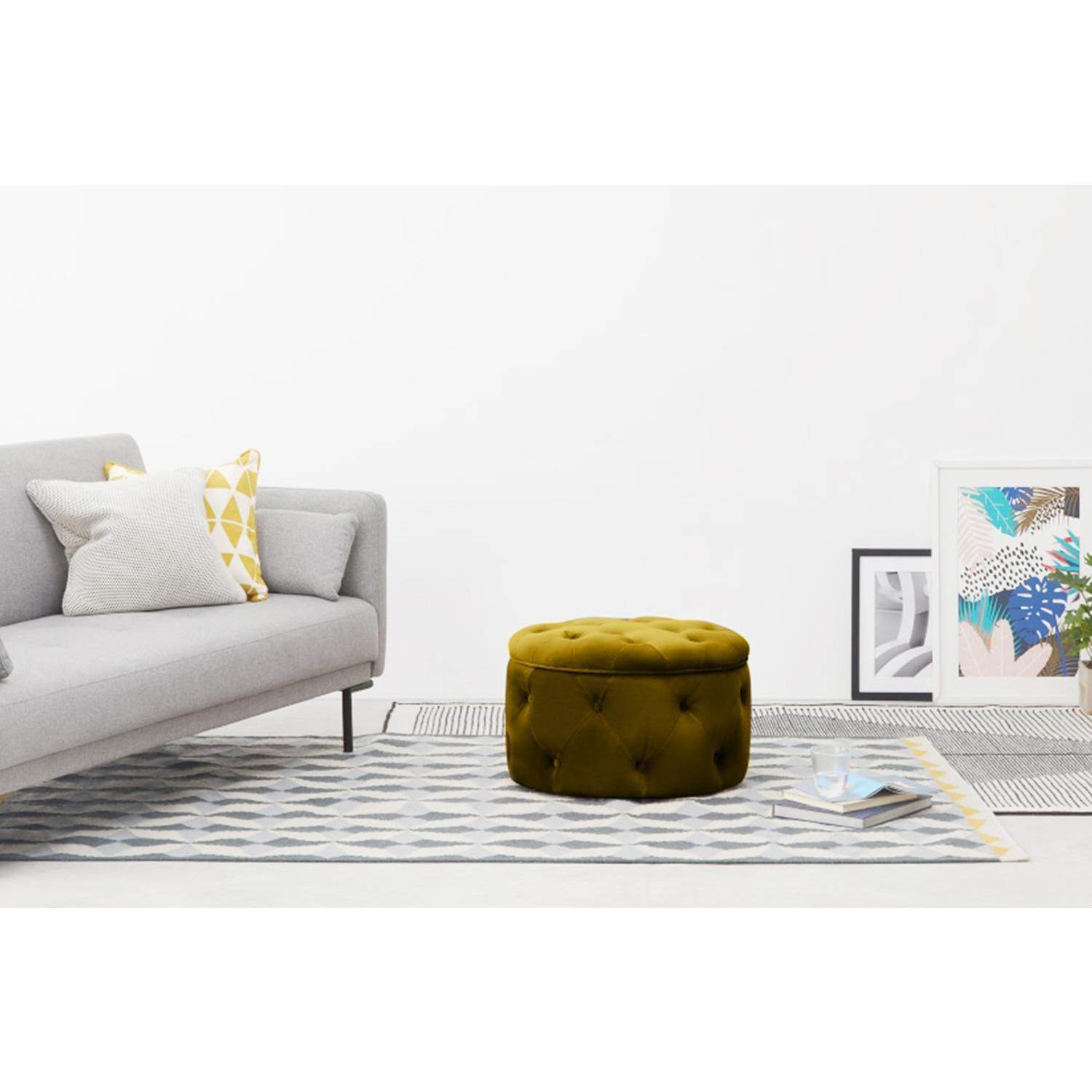 ReHome Duru Sandıklı Kadife Puf 60x60 cm | Makyaj Masası, Antre ve Oturma Odası Puf Koltuğu