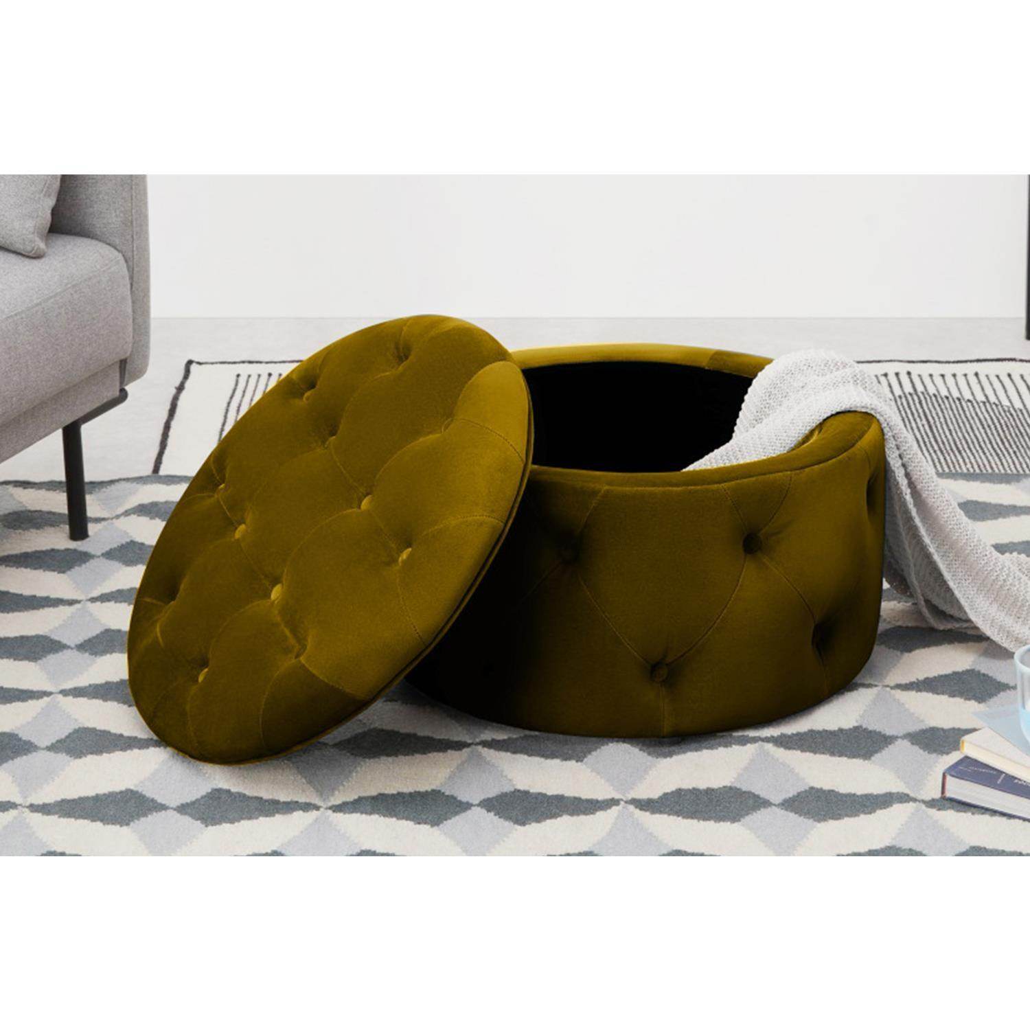 ReHome Duru Sandıklı Kadife Puf 60x60 cm | Makyaj Masası, Antre ve Oturma Odası Puf Koltuğu