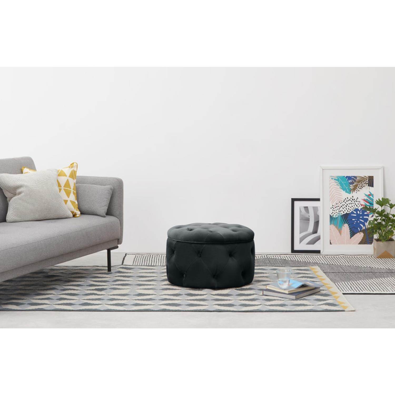 ReHome Duru Sandıklı Kadife Puf 60x60 cm | Makyaj Masası, Antre ve Oturma Odası Puf Koltuğu