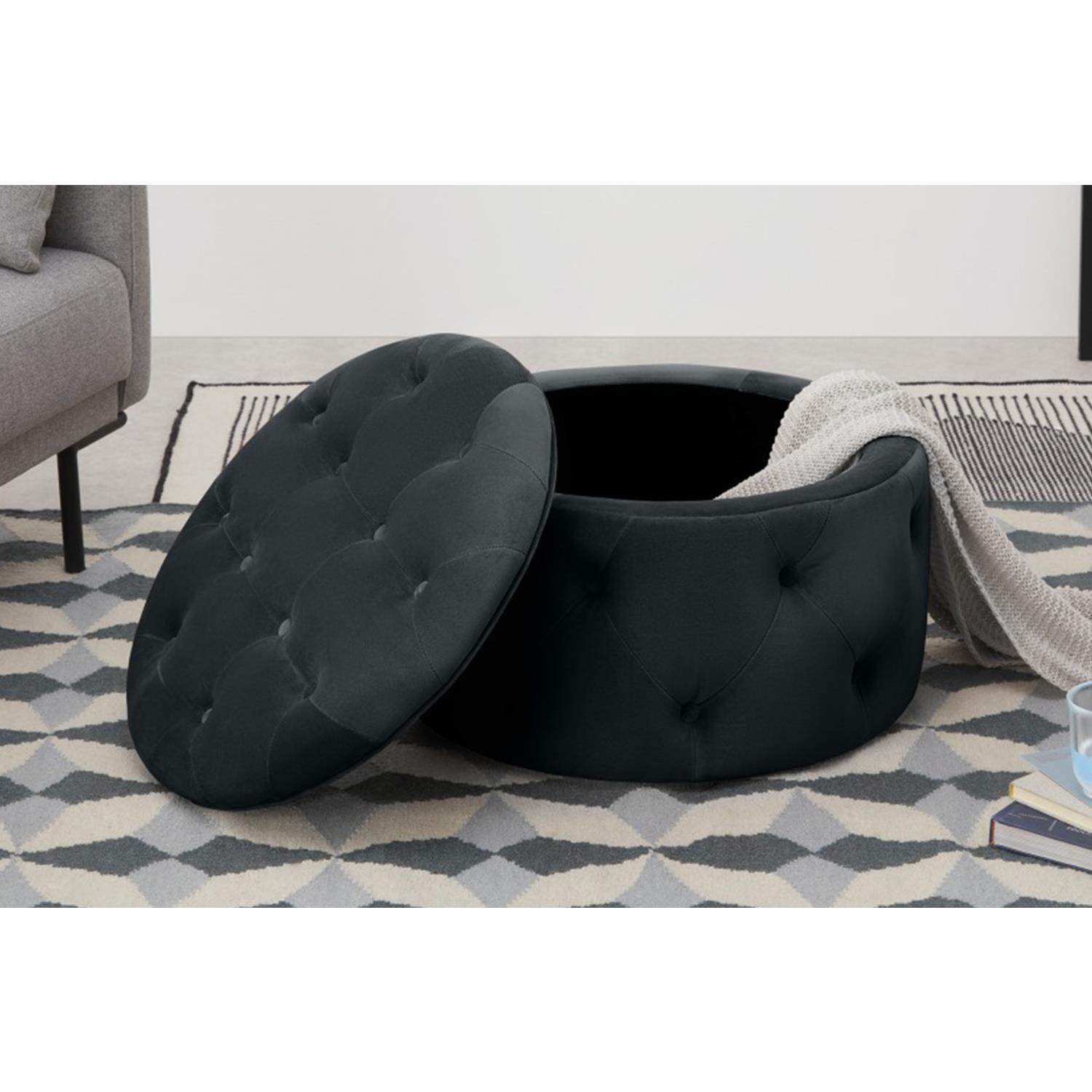 ReHome Duru Sandıklı Kadife Puf 60x60 cm | Makyaj Masası, Antre ve Oturma Odası Puf Koltuğu