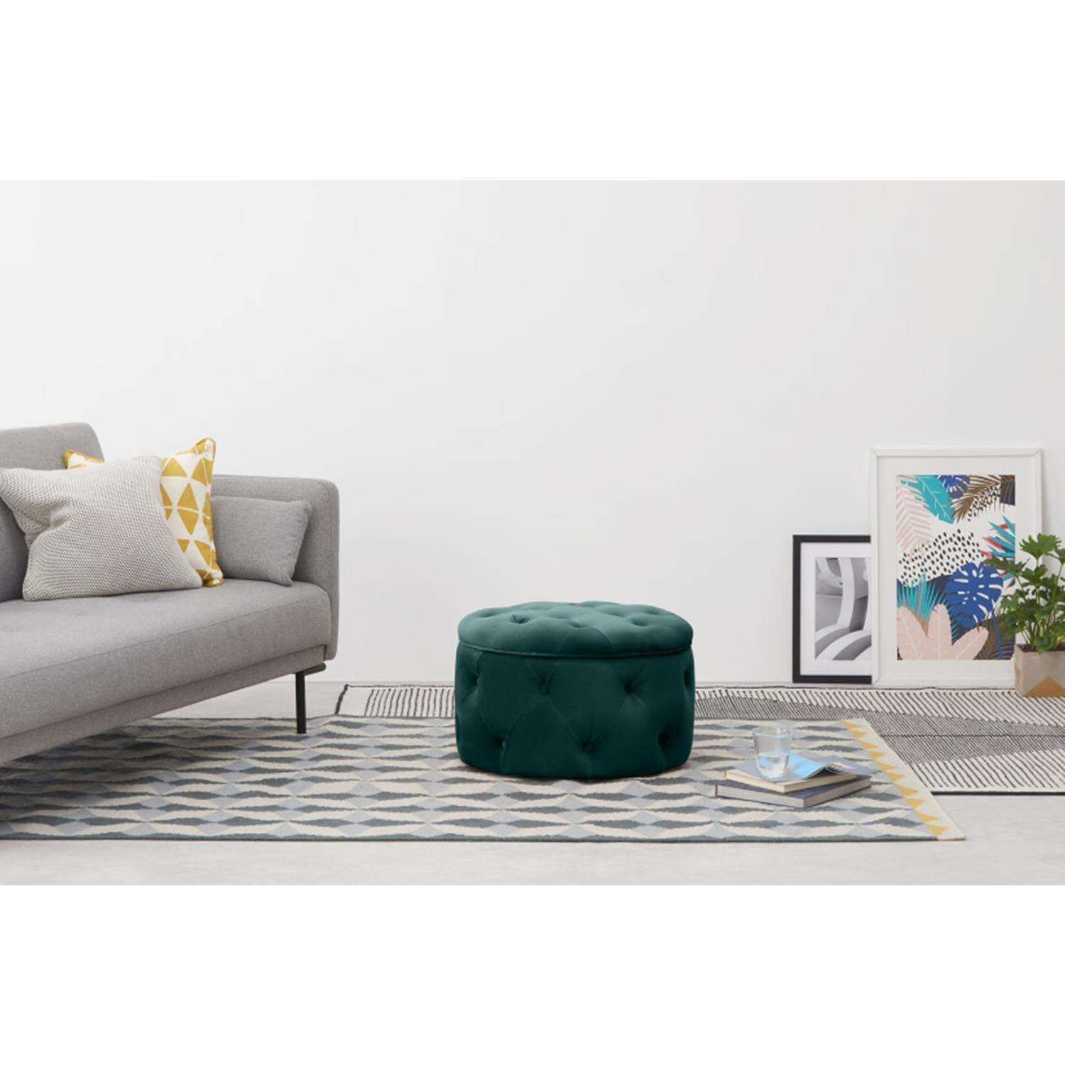 ReHome Duru Sandıklı Kadife Puf 60x60 cm | Makyaj Masası, Antre ve Oturma Odası Puf Koltuğu