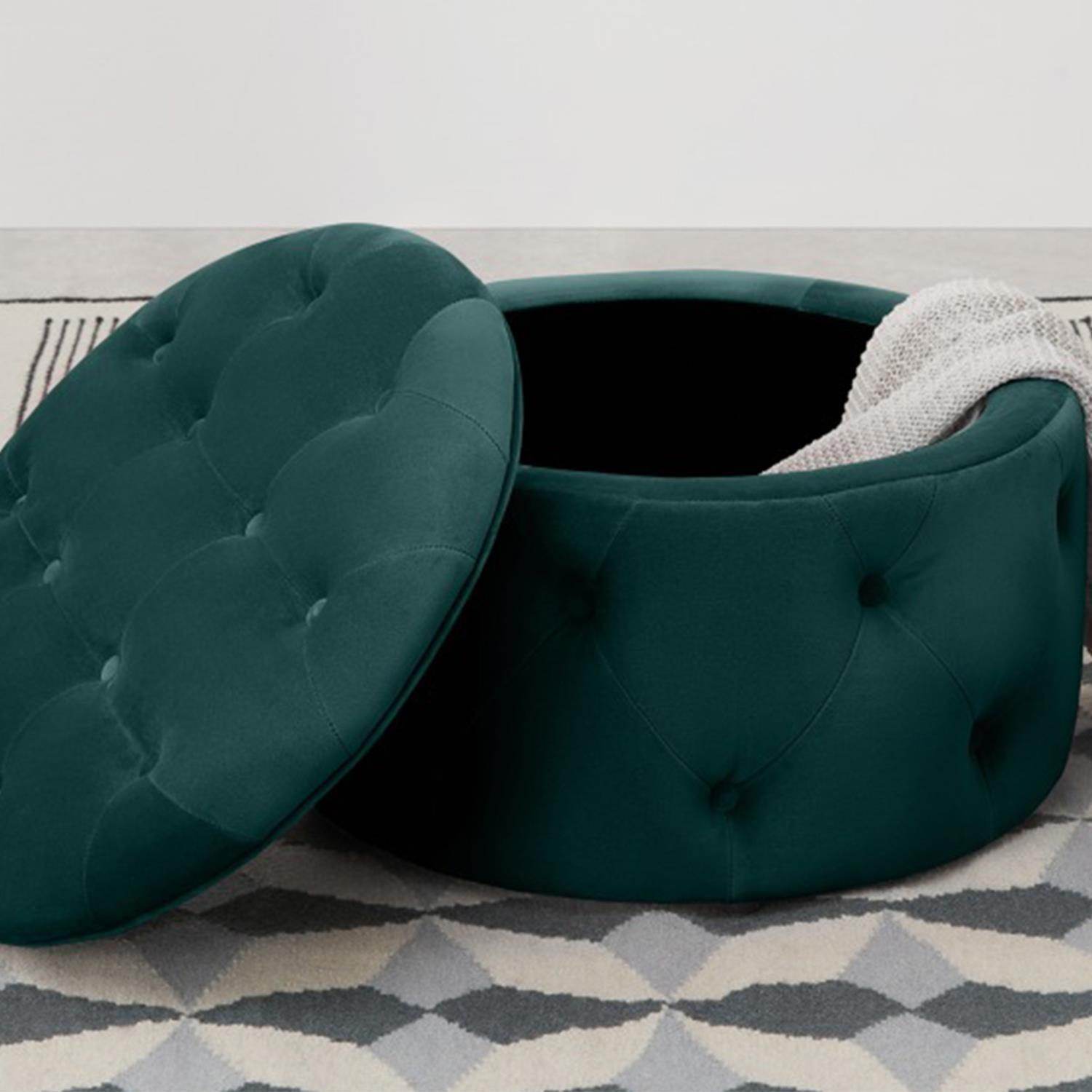 ReHome Duru Sandıklı Kadife Puf 60x60 cm | Makyaj Masası, Antre ve Oturma Odası Puf Koltuğu