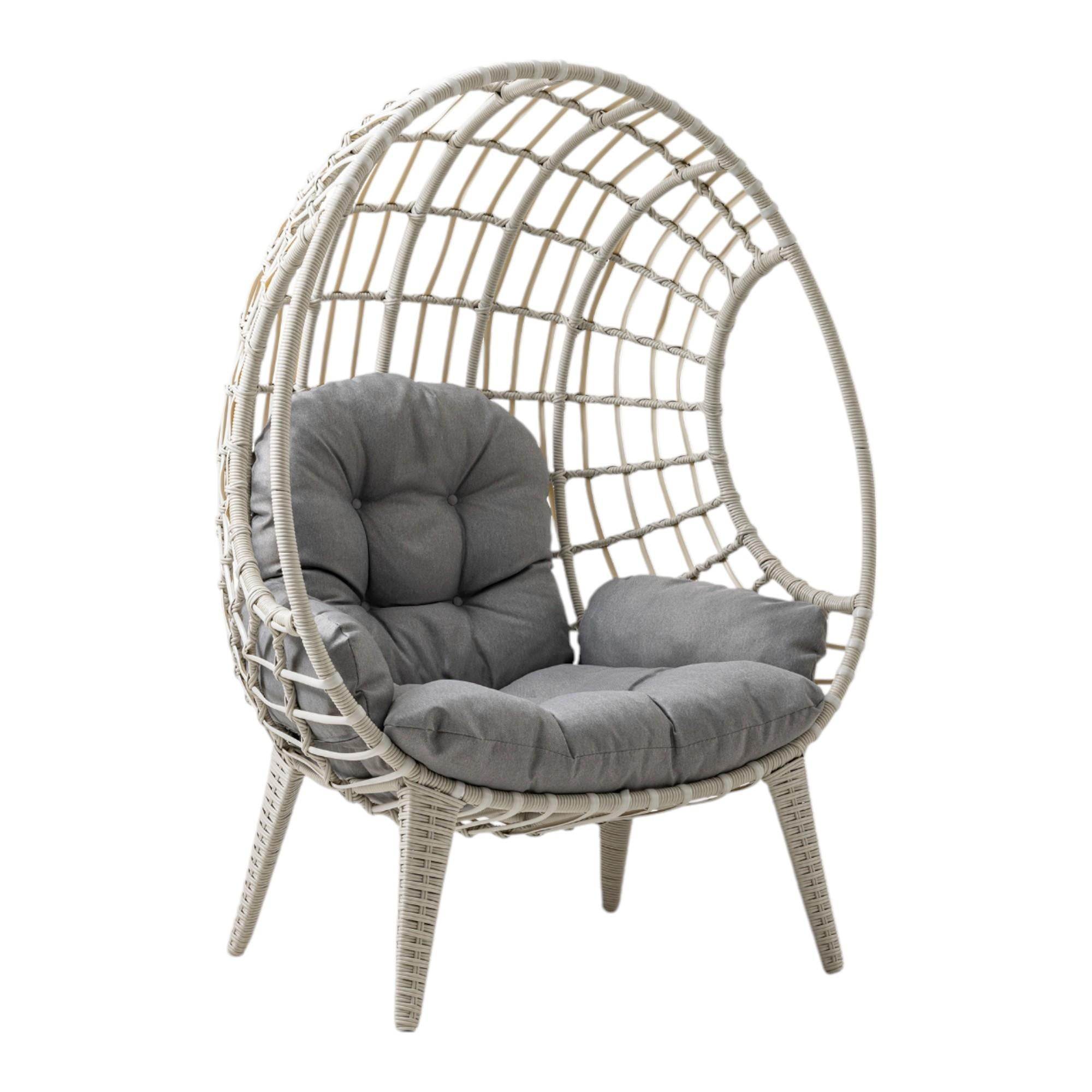 Rehome Egg Chair Tekli Rattan Bahçe Koluğu | Minderli Oval Lounge