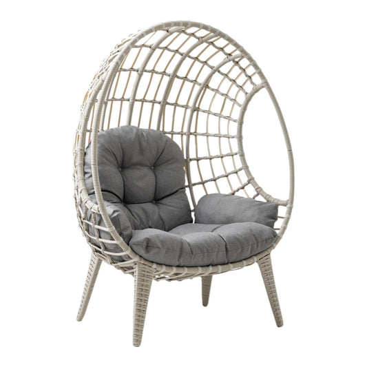 Rehome Egg Chair Tekli Rattan Bahçe Koluğu | Minderli Oval Lounge