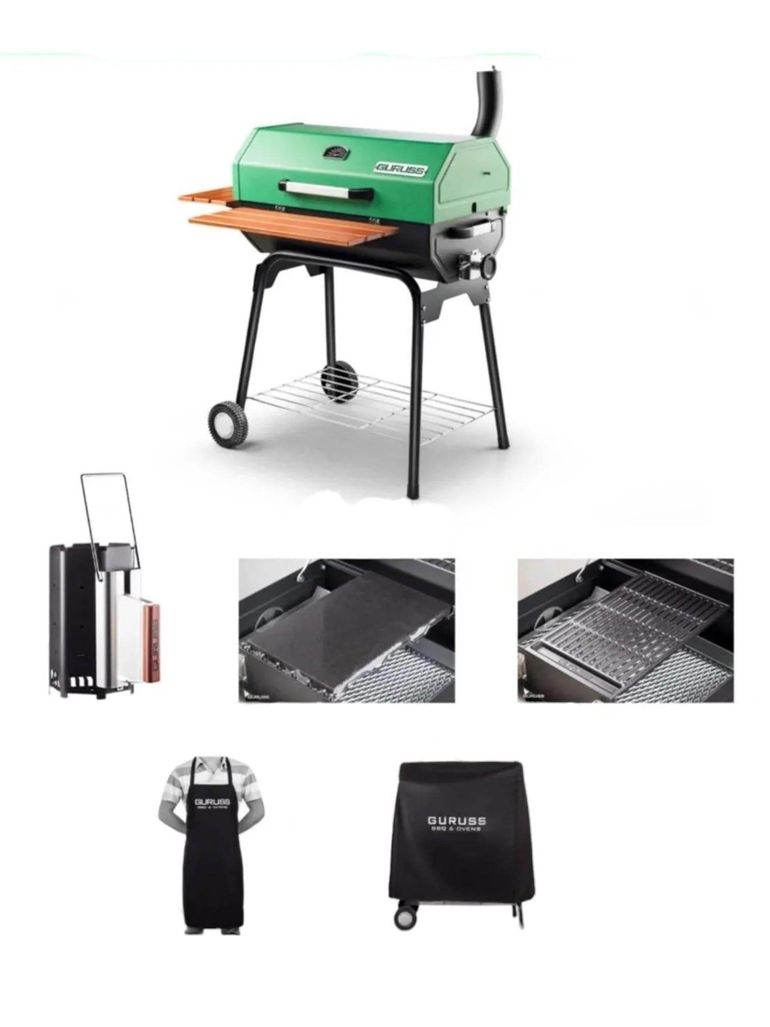 Guruss CG-075 Barbekü Mangal | Kömürlü | 75 Cm | Yeşil | Tam Set