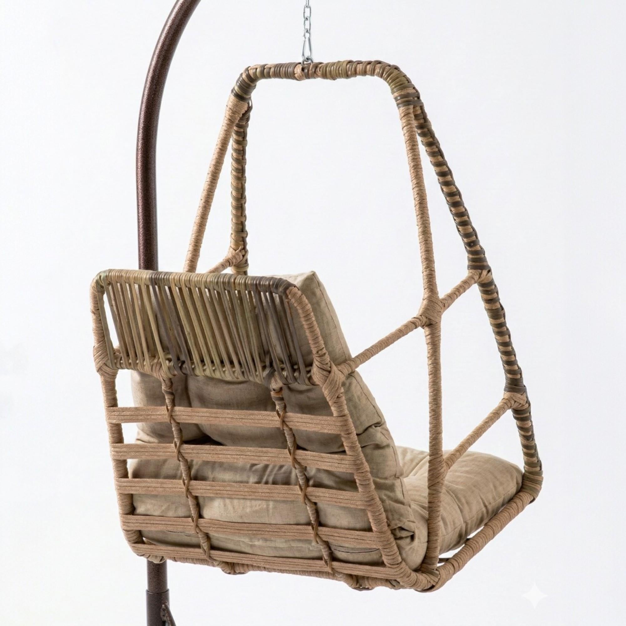 Rehome Hazar Tek Kişilik Rattan Bahçe Salıncağı | Açık Kahve