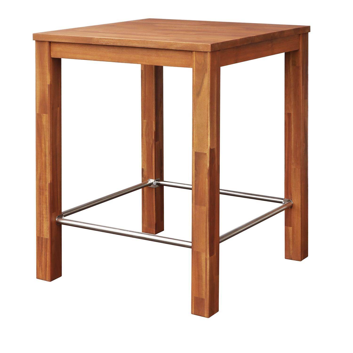 ReHome Interbuild Masif Akasya;Chicago Bar Yüksek Masa, İç Mekan/Dış Mekan Masası, 75x75x95(Y) cm, Altın Tik