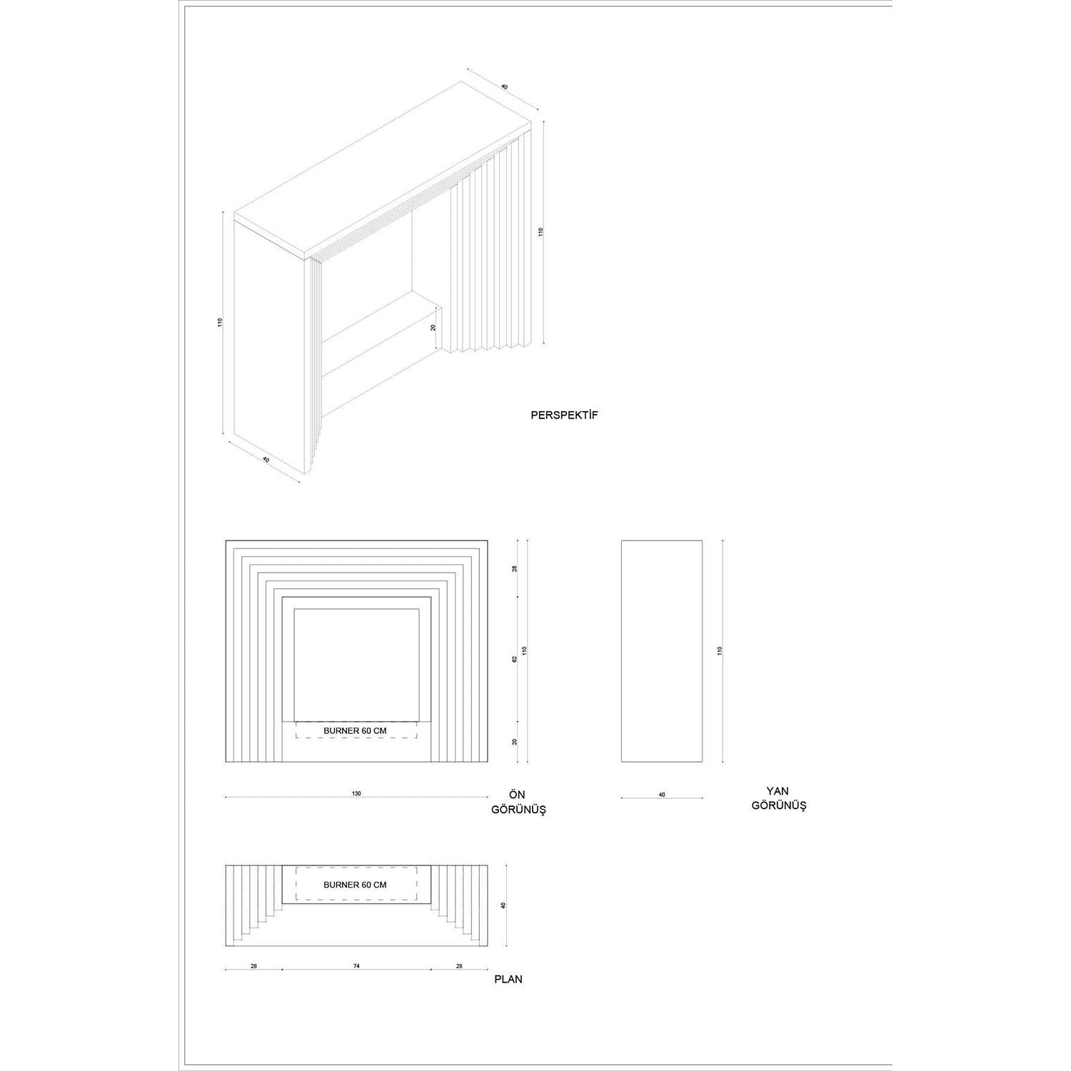 Korflame Akko Bacasız Şömine | Dumansız Bioethanol Şömine