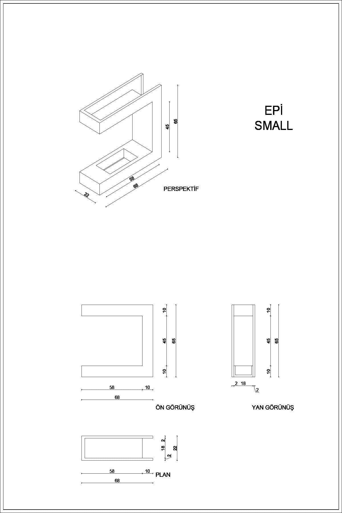 Korflame Epi Small Bacasız Şömine | Duvar Tipi | Dumansız | Rehome