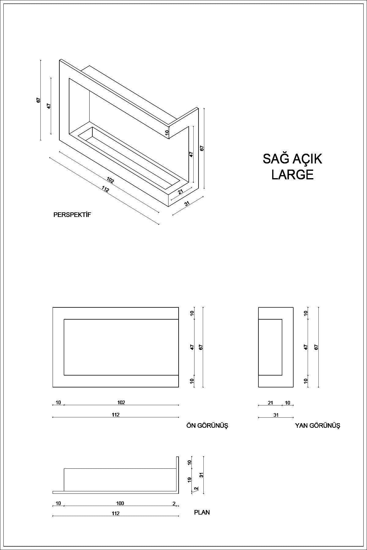 ReHome Korflame Sağ Açık Large Bacasız Şömine