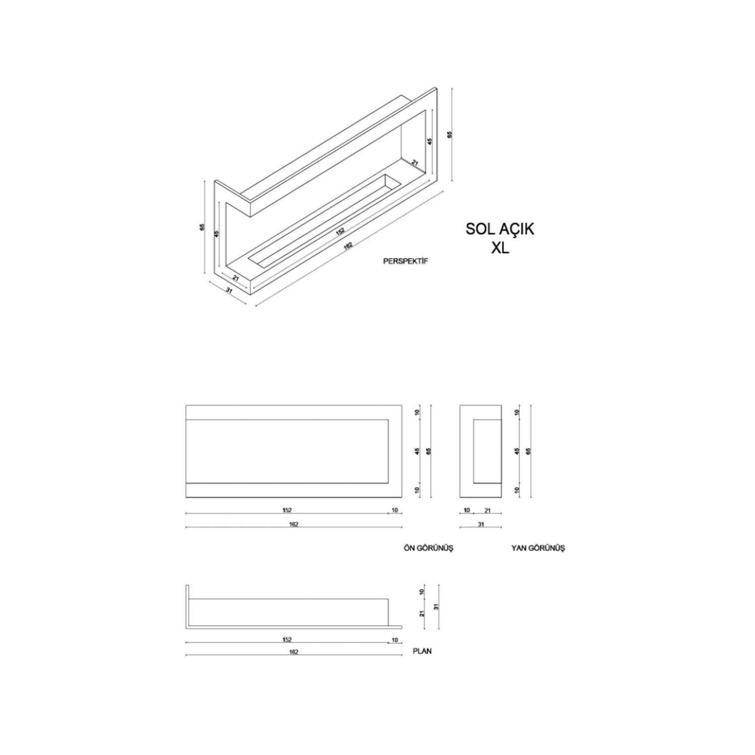 Korflame Sol Açık XL Bacasız Şömine | Duvar Tipi | Dumansız
