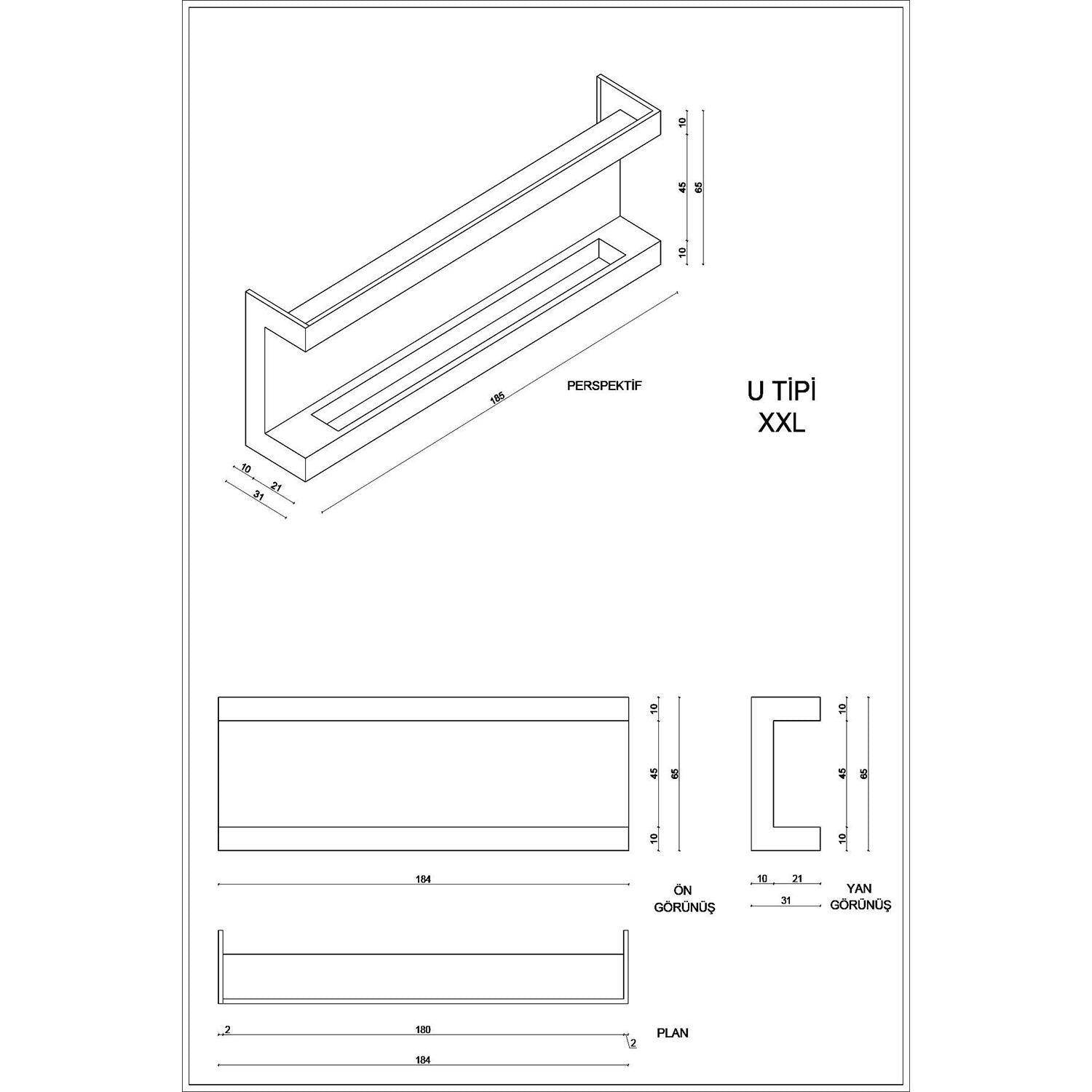 ReHome Korflame U Tipi XXL Bacasız Şömine