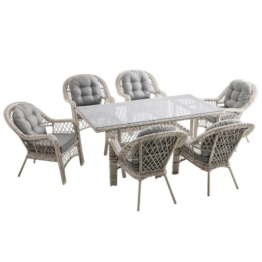 Rehome Lora 6 Kişilik Rattan Bahçe Balkon Masa Takımı