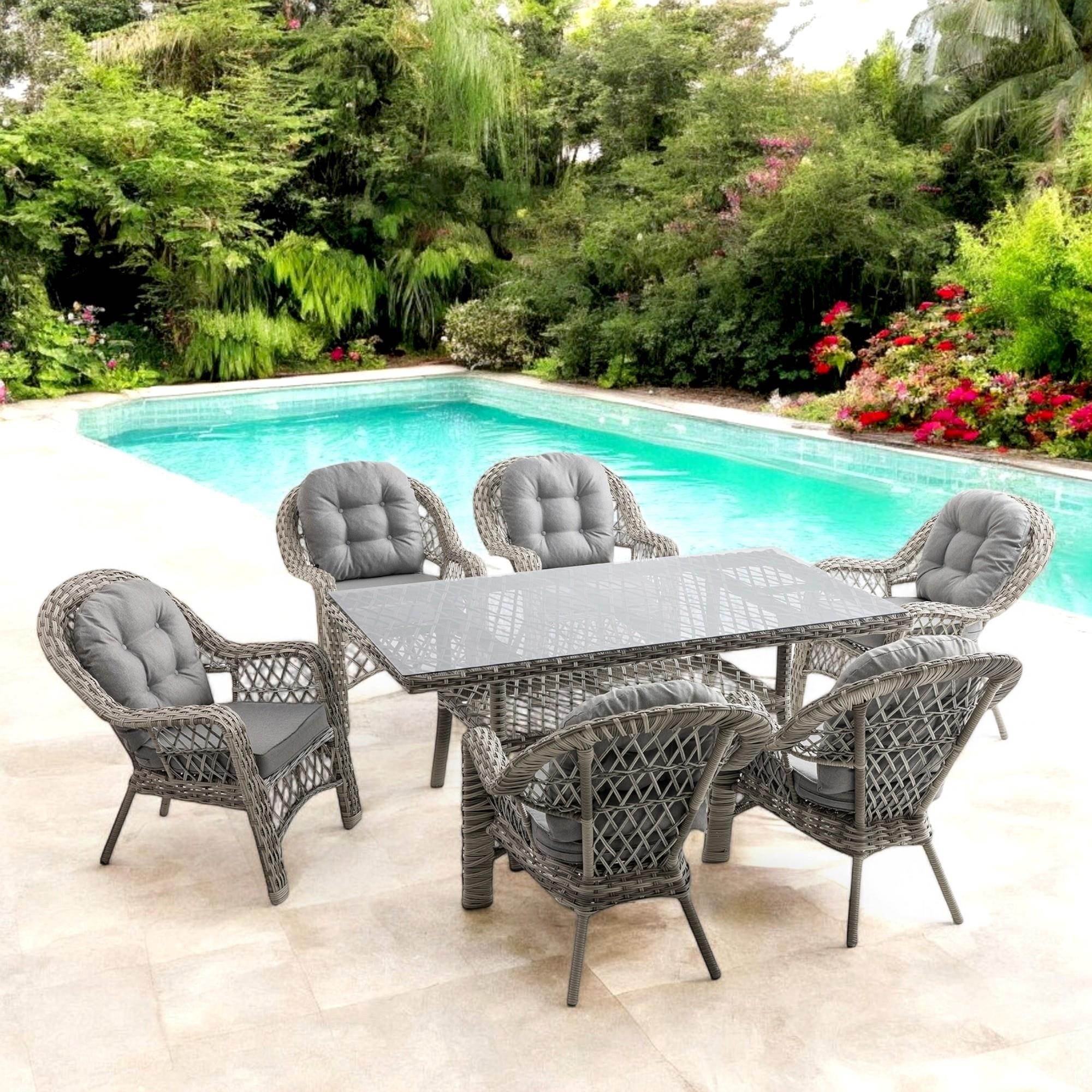 Rehome Lora 6 Kişilik Rattan Bahçe Balkon Masa Takımı