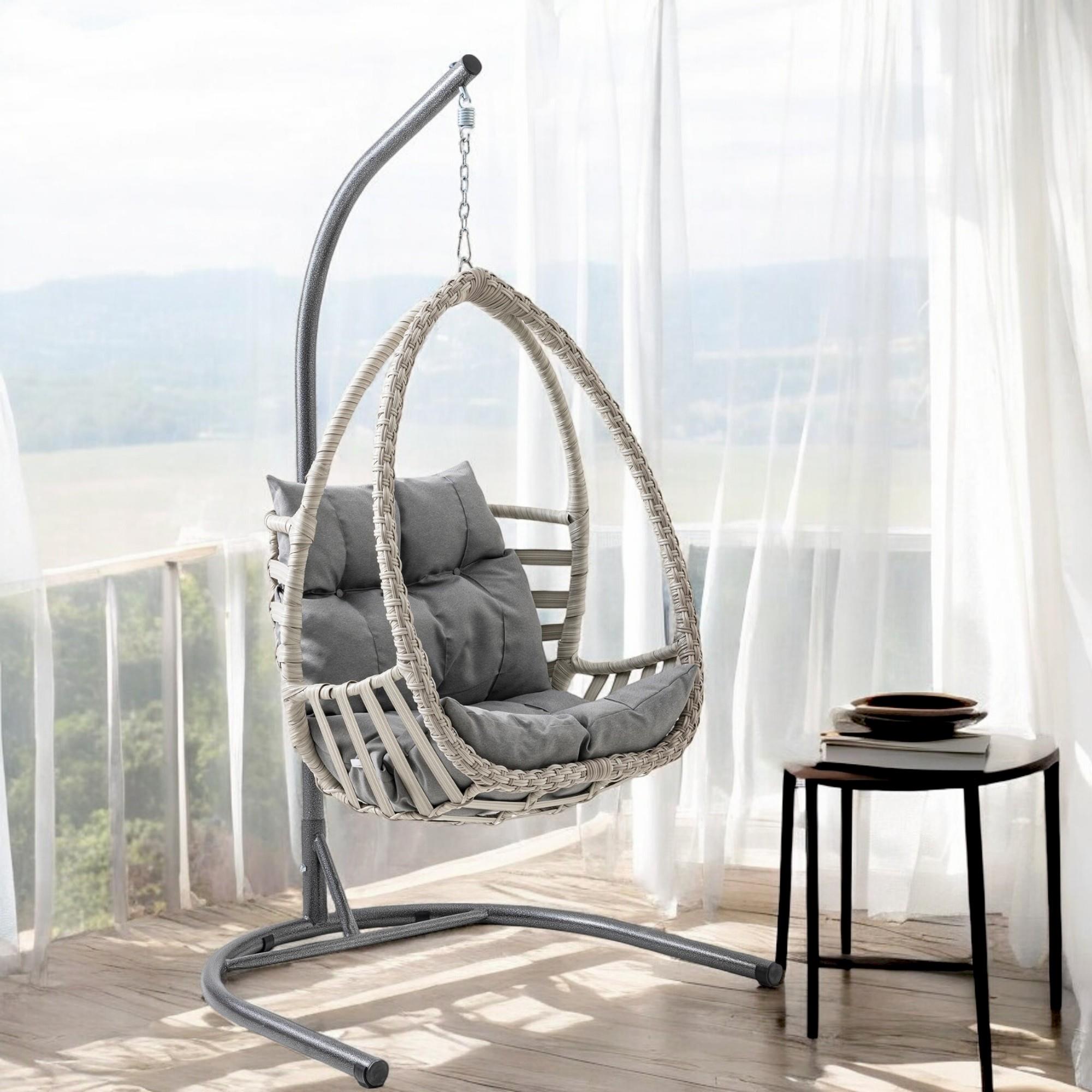 Rehome Malta Tek Kişilik Rattan Bahçe Salıncağı | Beyaz