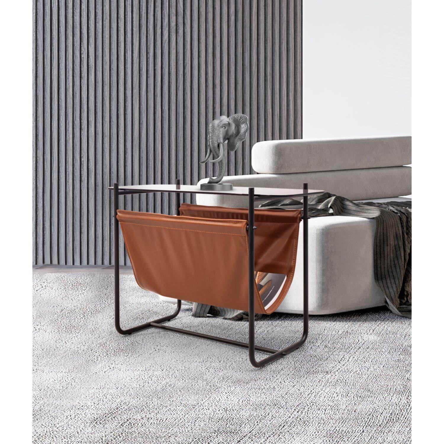 Pars Yan Sehpa | Deri | Cam | Koltuk Sehpası | Gazetelik