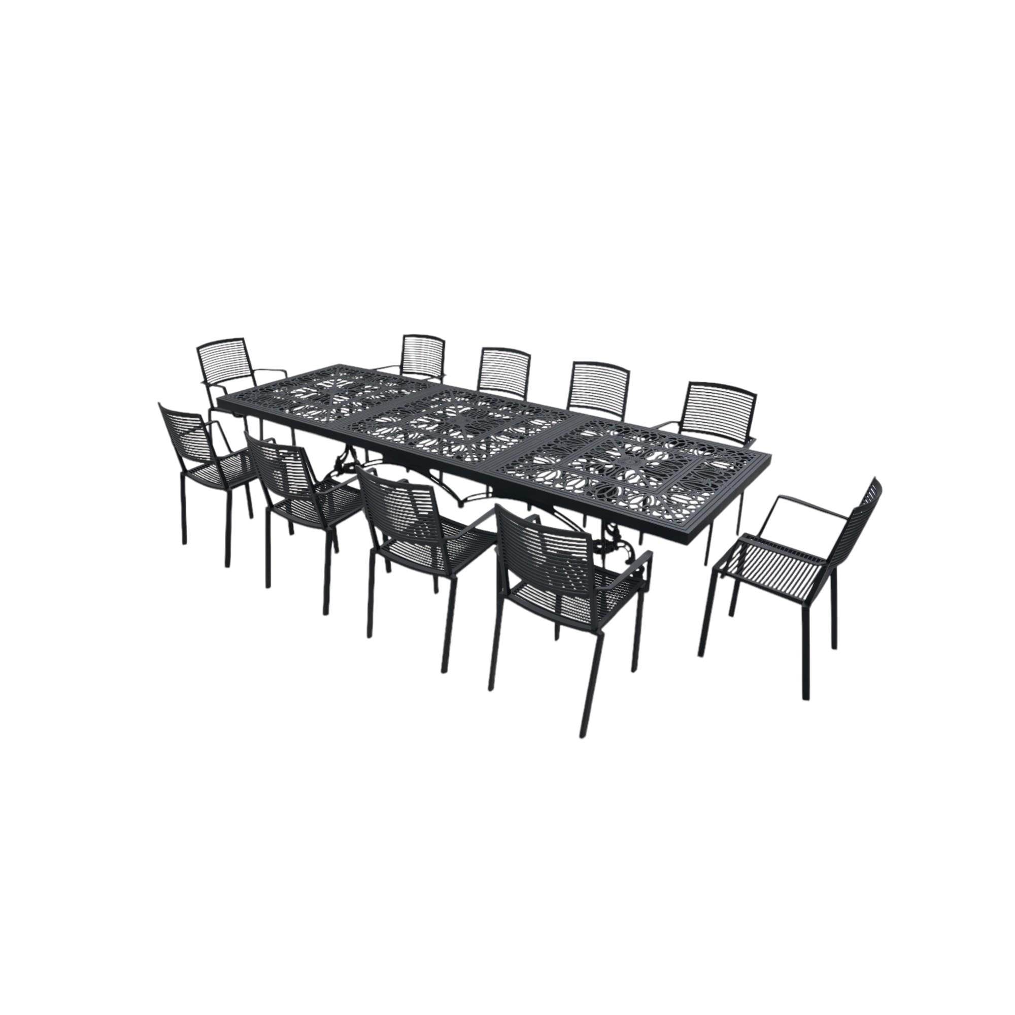 Queen 10 Kişilik Döküm Bahçe Masa Takımı | Dayanıklı Dış Mekan Mobilyası