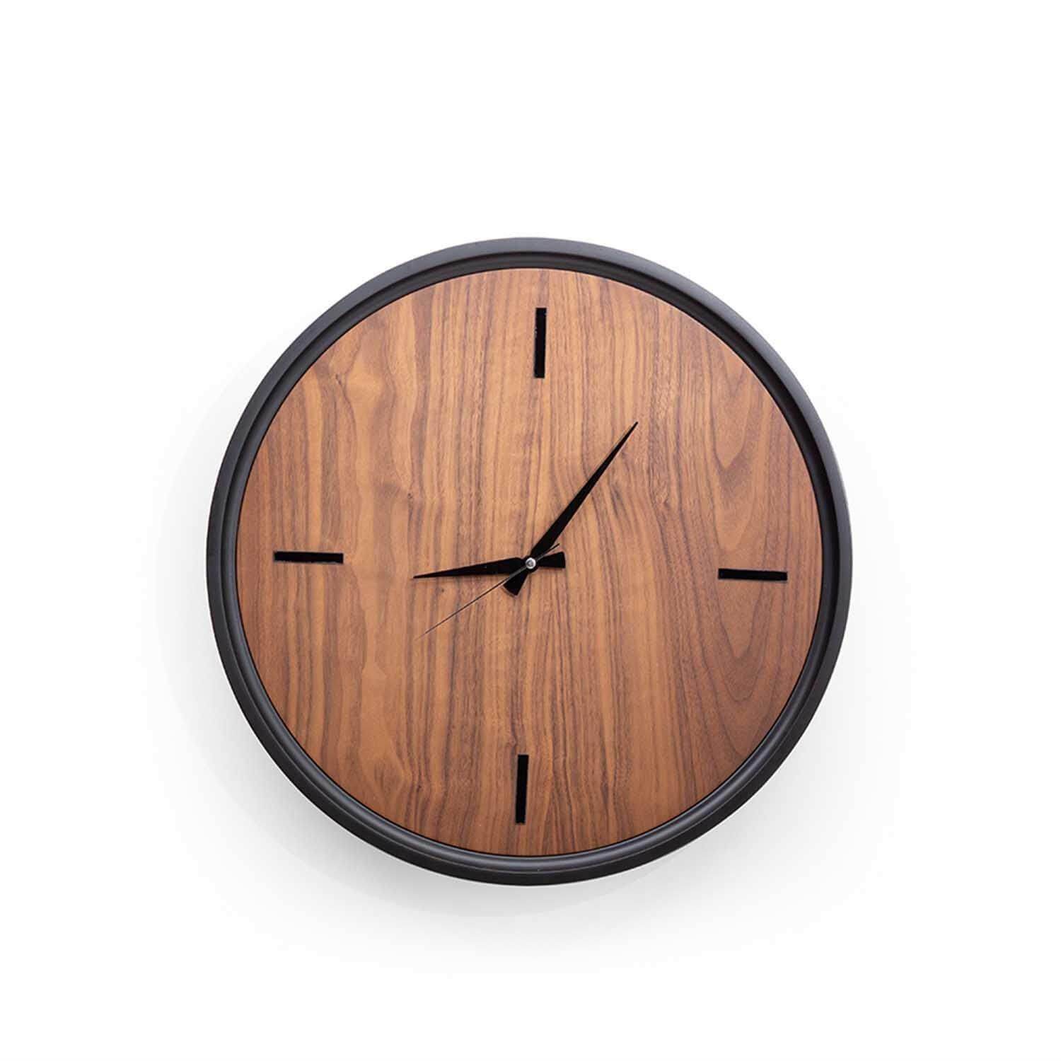 Rehome Ron Saat | Ceviz Kaplamalı Modern Duvar Saati | 55 cm Çap Duvar Saati