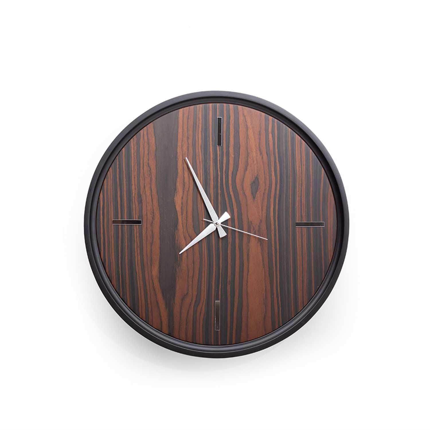 Rehome Ron Saat | Ceviz Kaplamalı Modern Duvar Saati | 55 cm Çap Duvar Saati