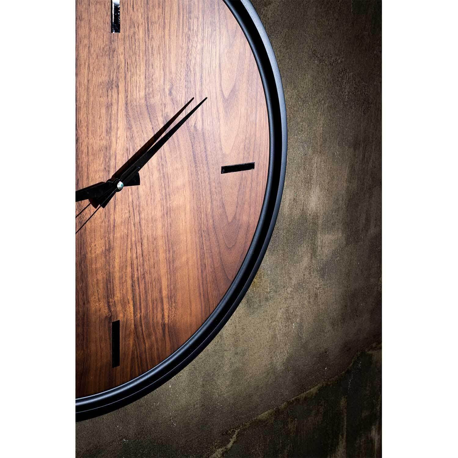 Rehome Ron Saat | Ceviz Kaplamalı Modern Duvar Saati | 55 cm Çap Duvar Saati