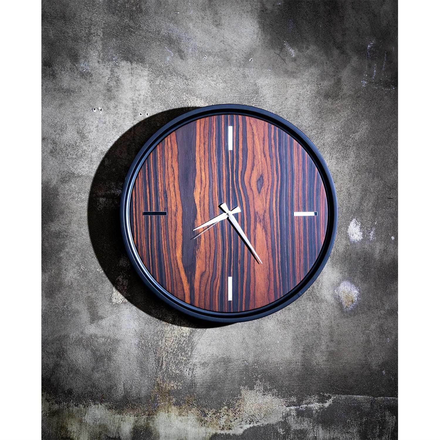 Rehome Ron Saat | Ceviz Kaplamalı Modern Duvar Saati | 55 cm Çap Duvar Saati