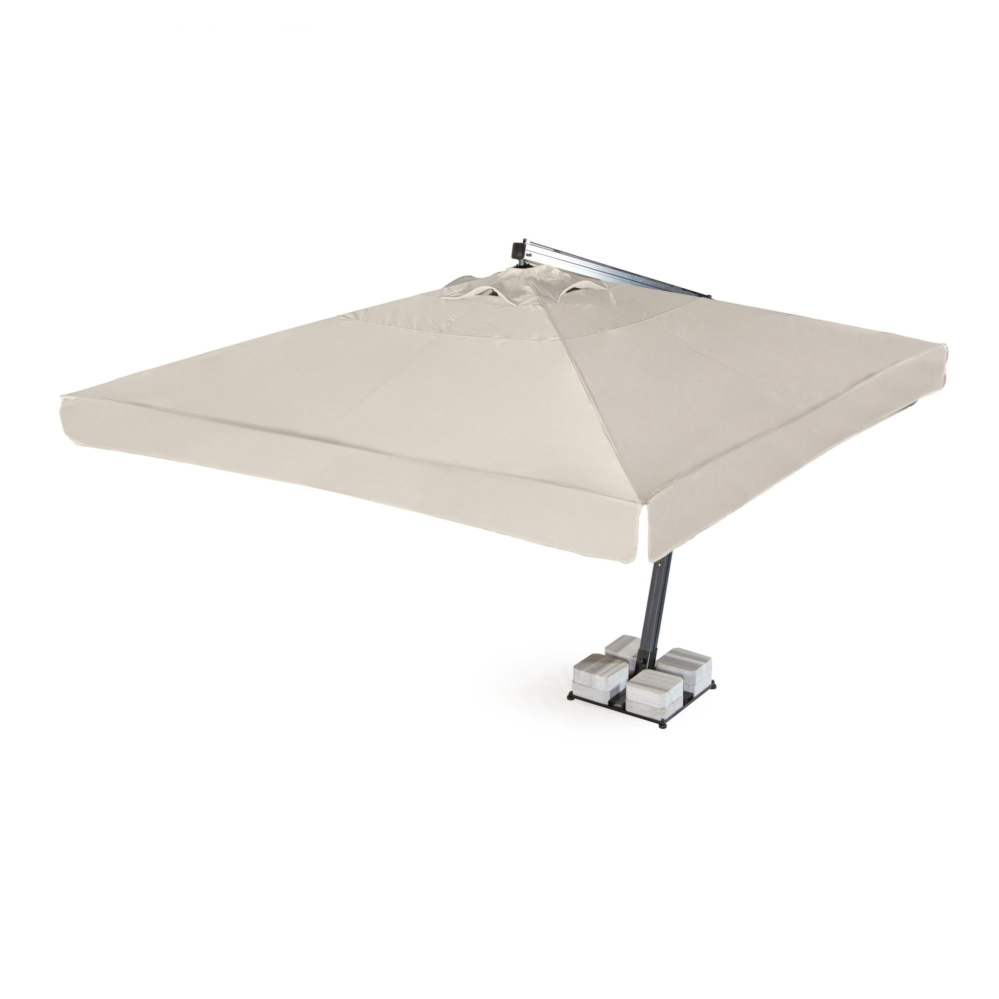 Rehome SE 300x400 cm dikdörtgen şemsiye üstten görünüm; geniş gölgelik alanı ile uzun masa dizilimlerinde kesintisiz gölge oluşturur.