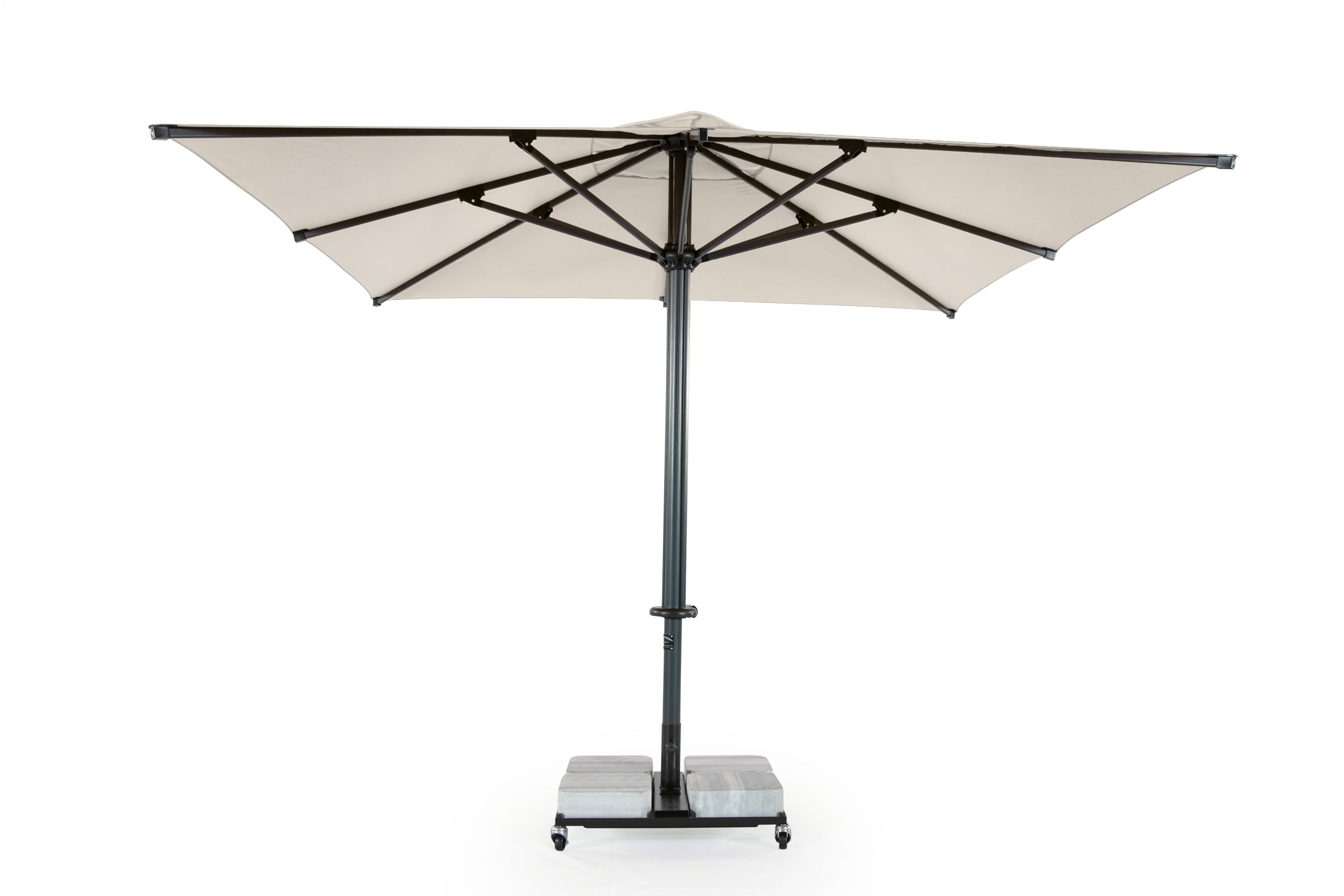 Rehome SE 300x400/8 Lüks Teleskopik Manuel Dikdörtgen Şemsiye (Sıva Üstü Sabit Ayak Ankraj Dahil) (200gr Krem Polyester)