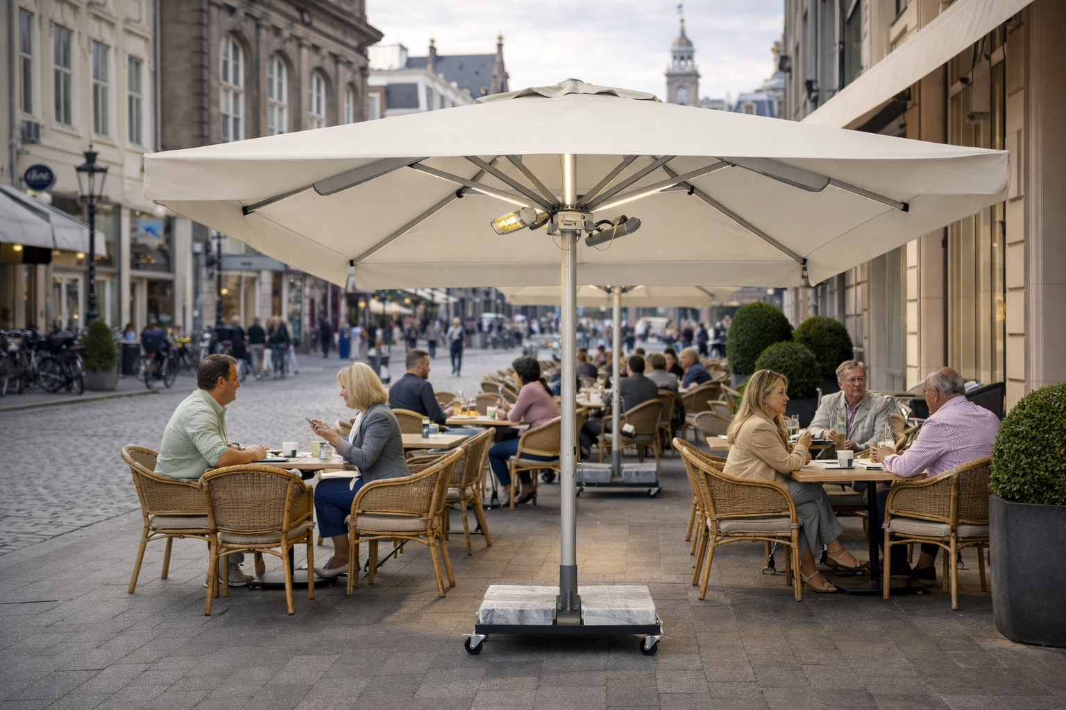 Rehome SE 500x500/8 Mega Teleskopik Kollu Kare Şemsiye (Tekerlekli 8 Mermerli 360Kg Ayak Dahil)