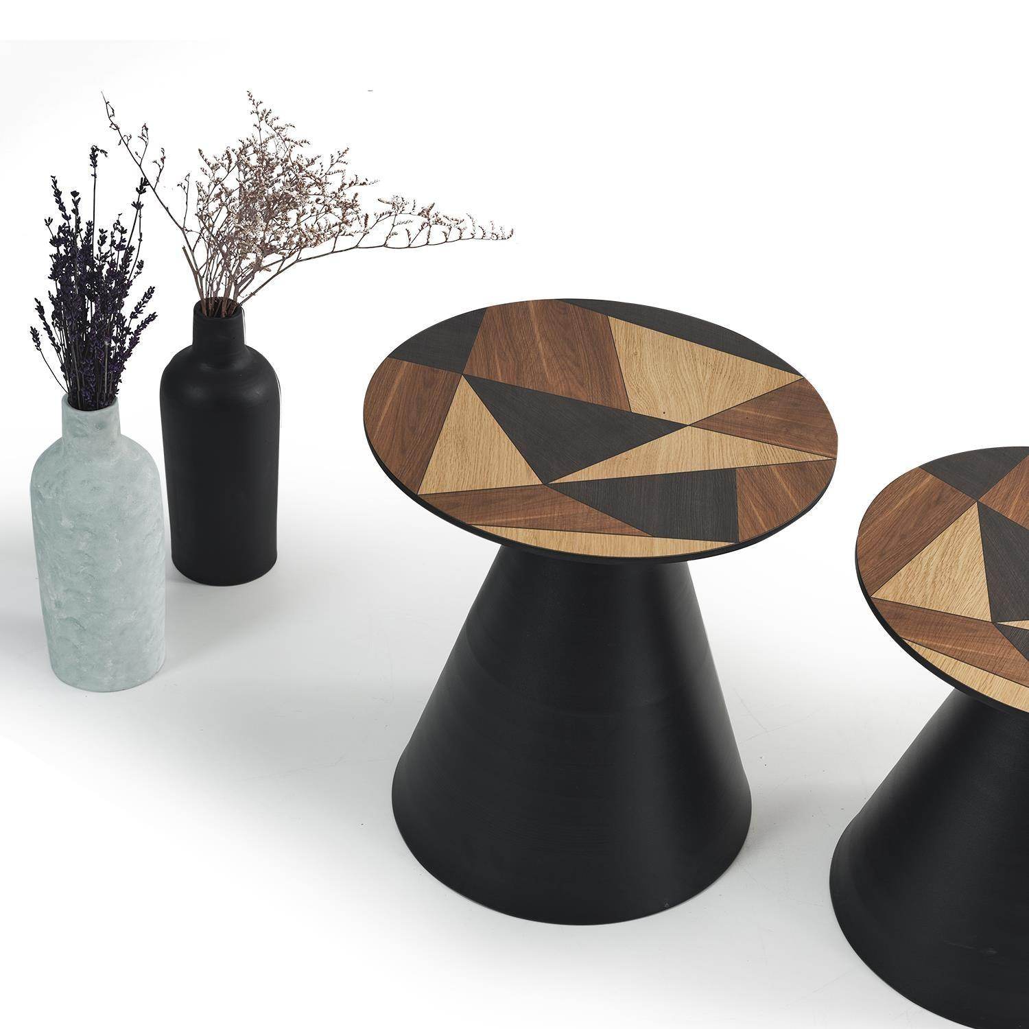 ORTA SEHPA NO:345∣ Geometrik Tasarım ∣ MDF ∣ Kahverengi ∣ Yuvarlak