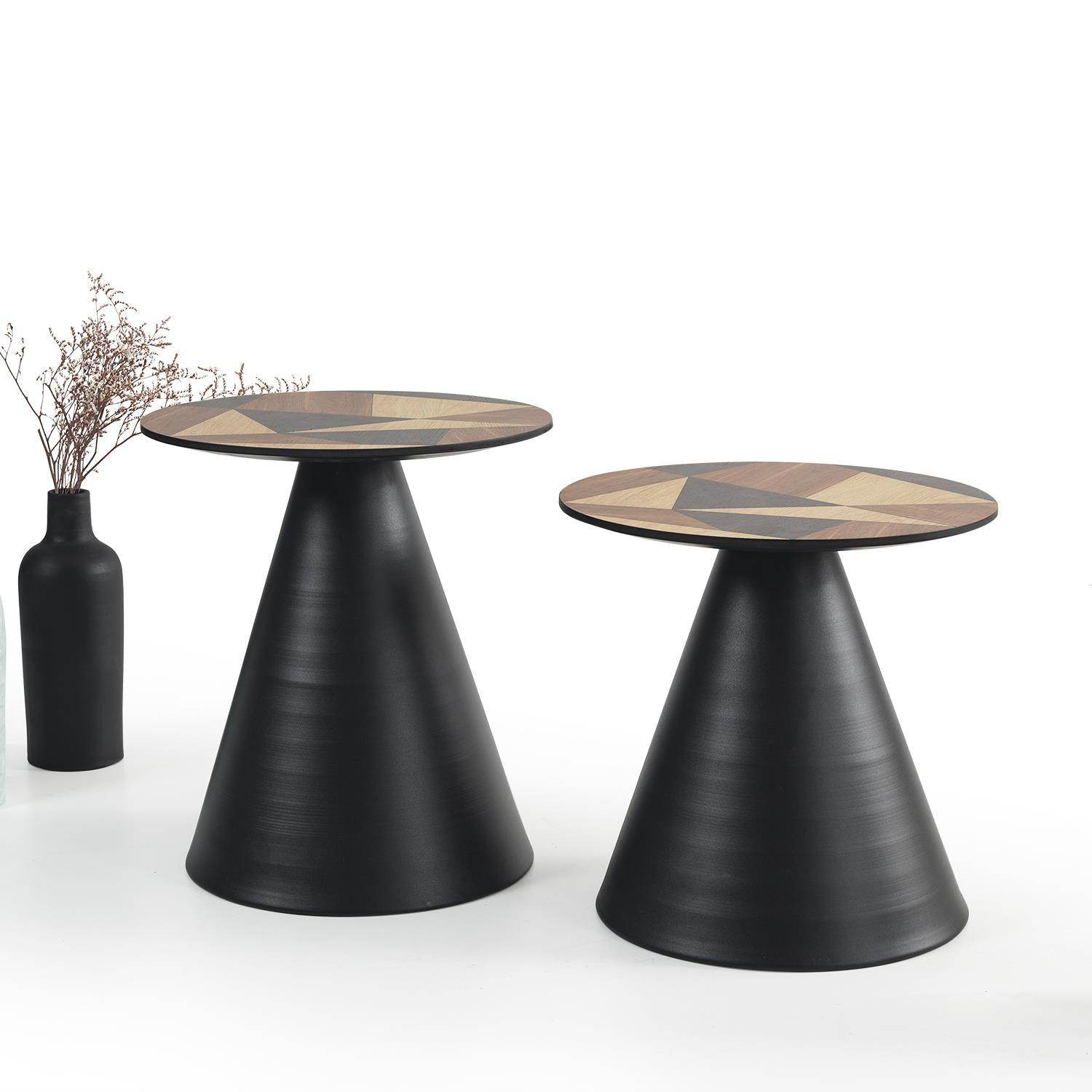 ORTA SEHPA NO:345∣ Geometrik Tasarım ∣ MDF ∣ Kahverengi ∣ Yuvarlak