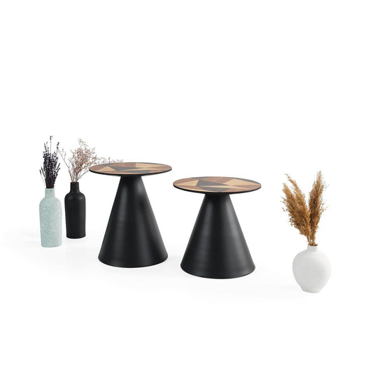 ORTA SEHPA NO:345∣ Geometrik Tasarım ∣ MDF ∣ Kahverengi ∣ Yuvarlak