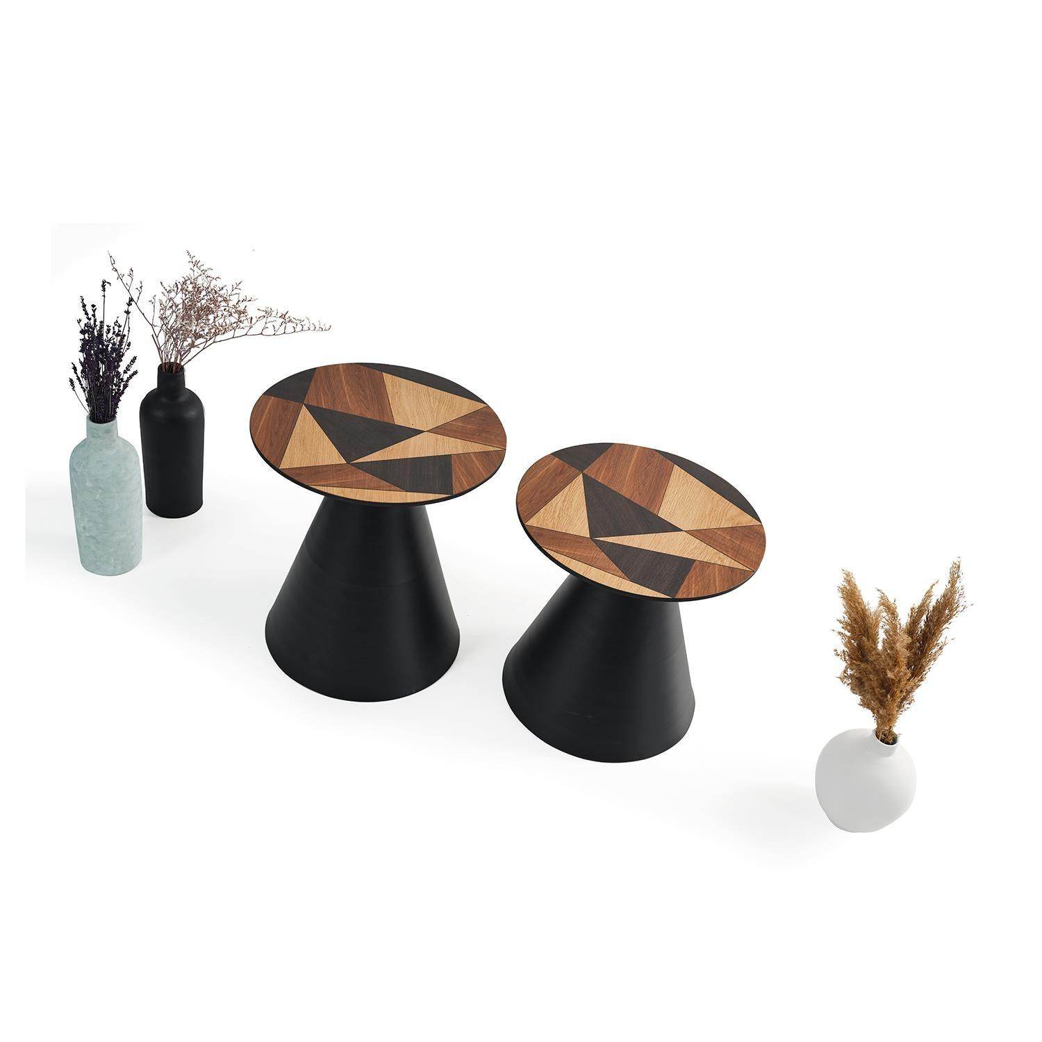 ORTA SEHPA NO:345∣ Geometrik Tasarım ∣ MDF ∣ Kahverengi ∣ Yuvarlak