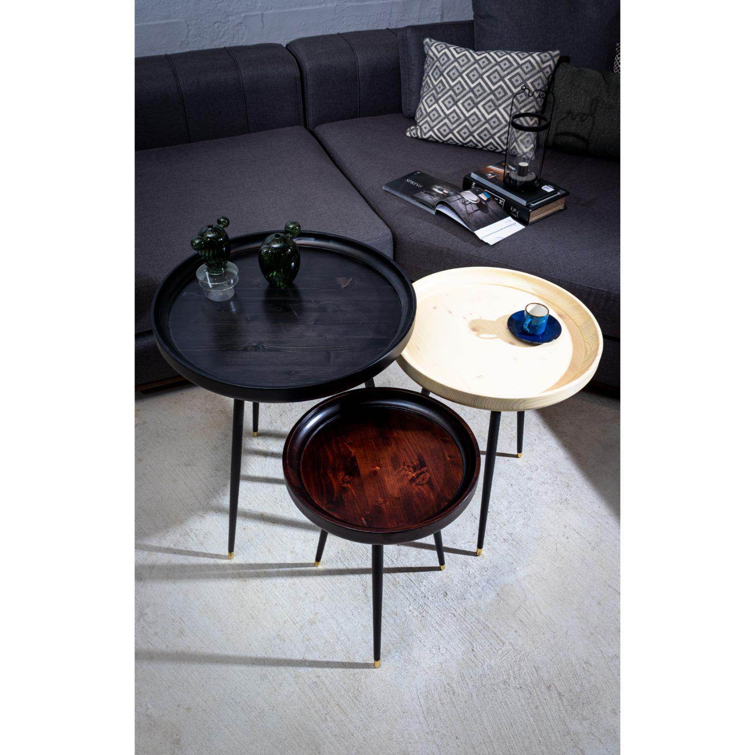 Spring Zigon Sehpa Takımı | Servis Sehpası | Üçlü Set Sehpa Takımı | MDF