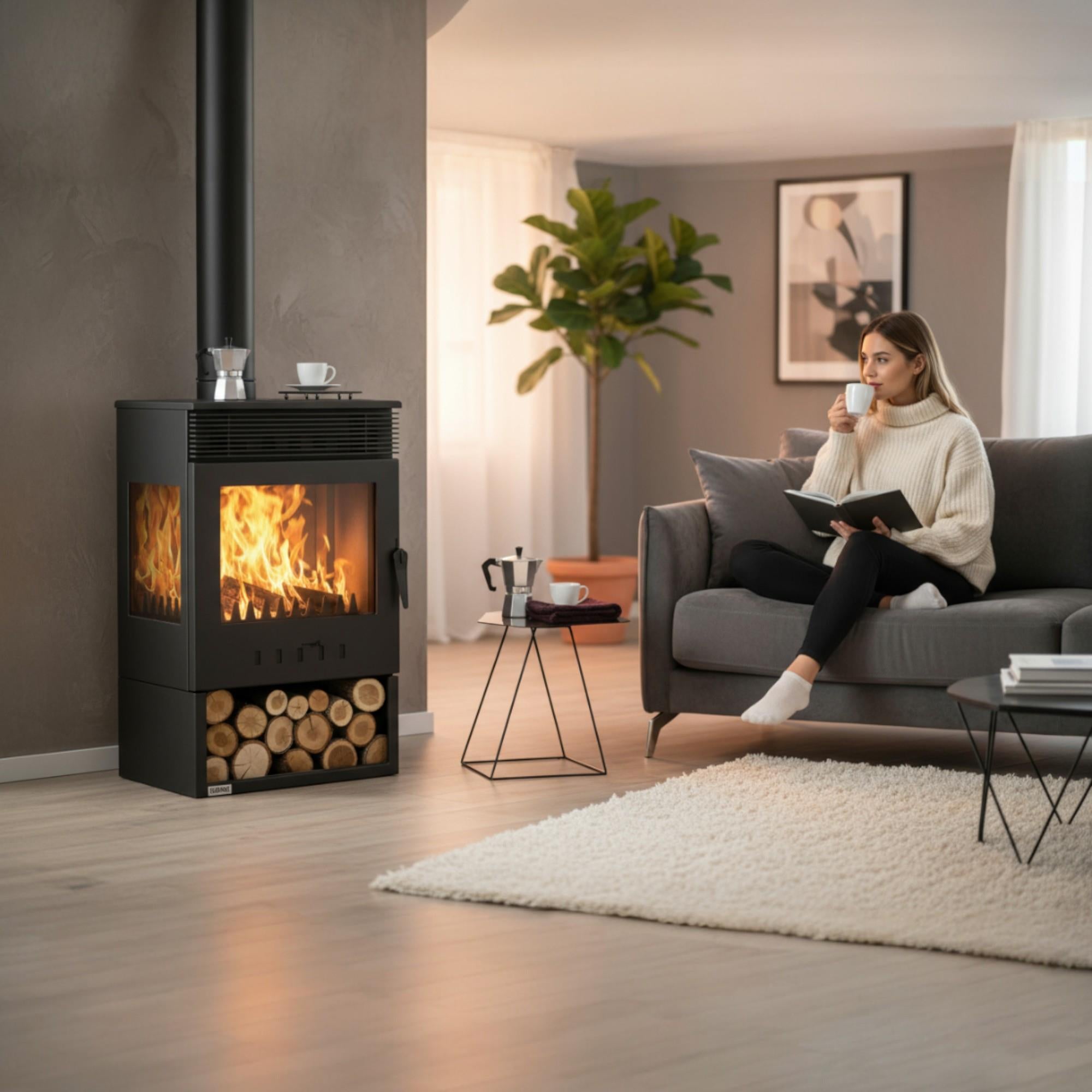 ReHome DKS-12 Katı Yakıt Sobası | Üç Camlı Şömineli Odun Sobası