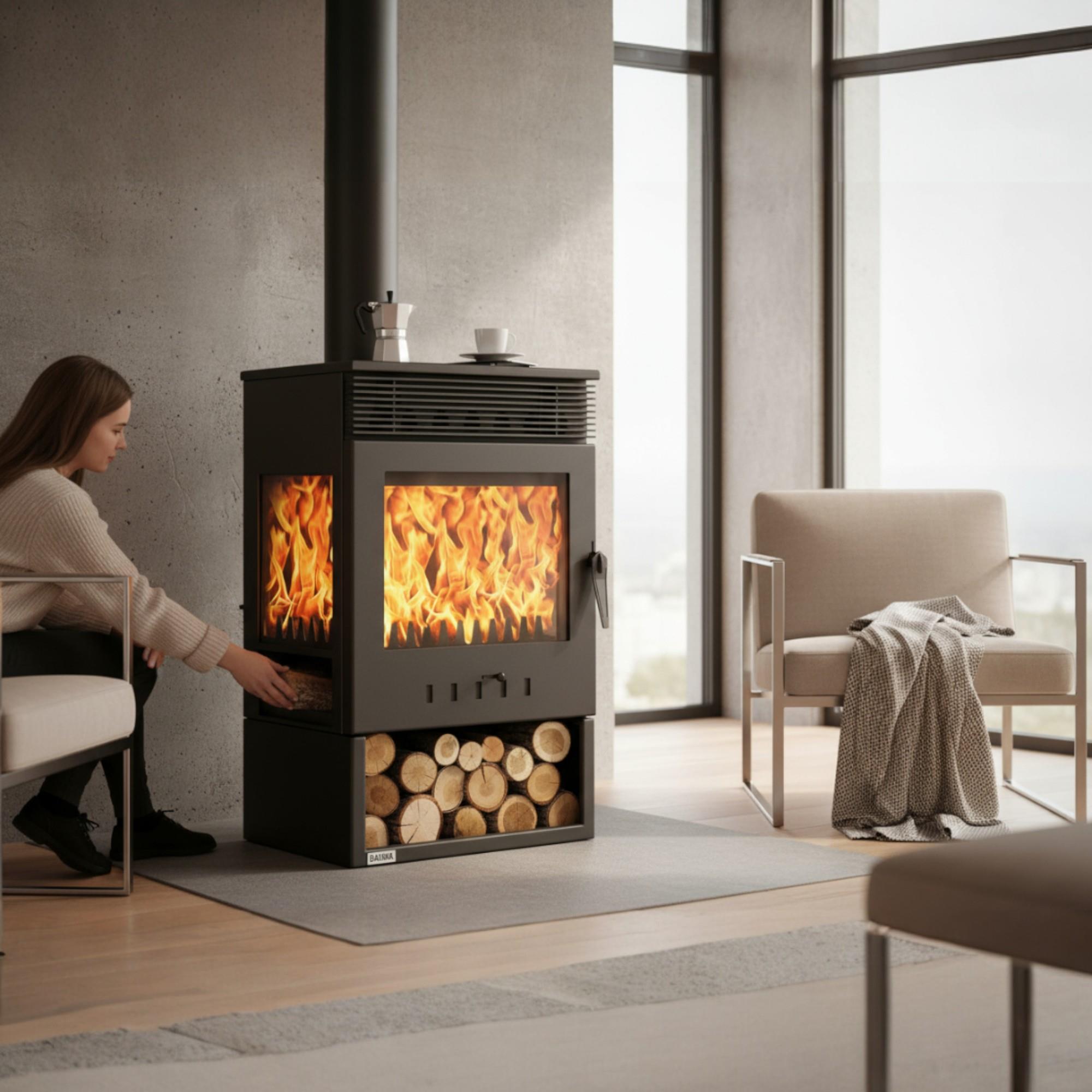 ReHome DKS-12 Katı Yakıt Sobası | Üç Camlı Fanlı Odun Sobası