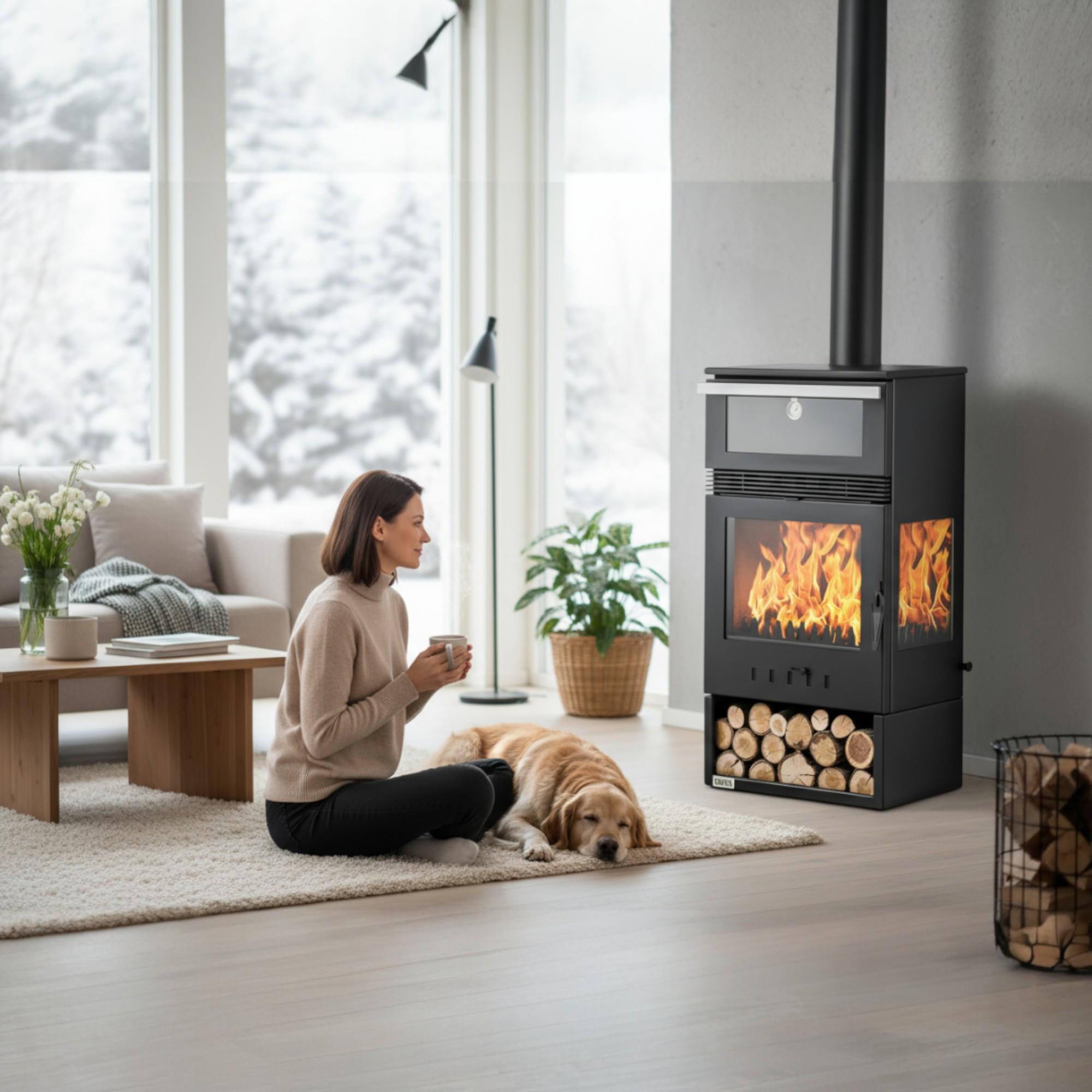 ReHome DKS-15 Katı Yakıt Sobası | Şömine Görüntülü Odun Sobası