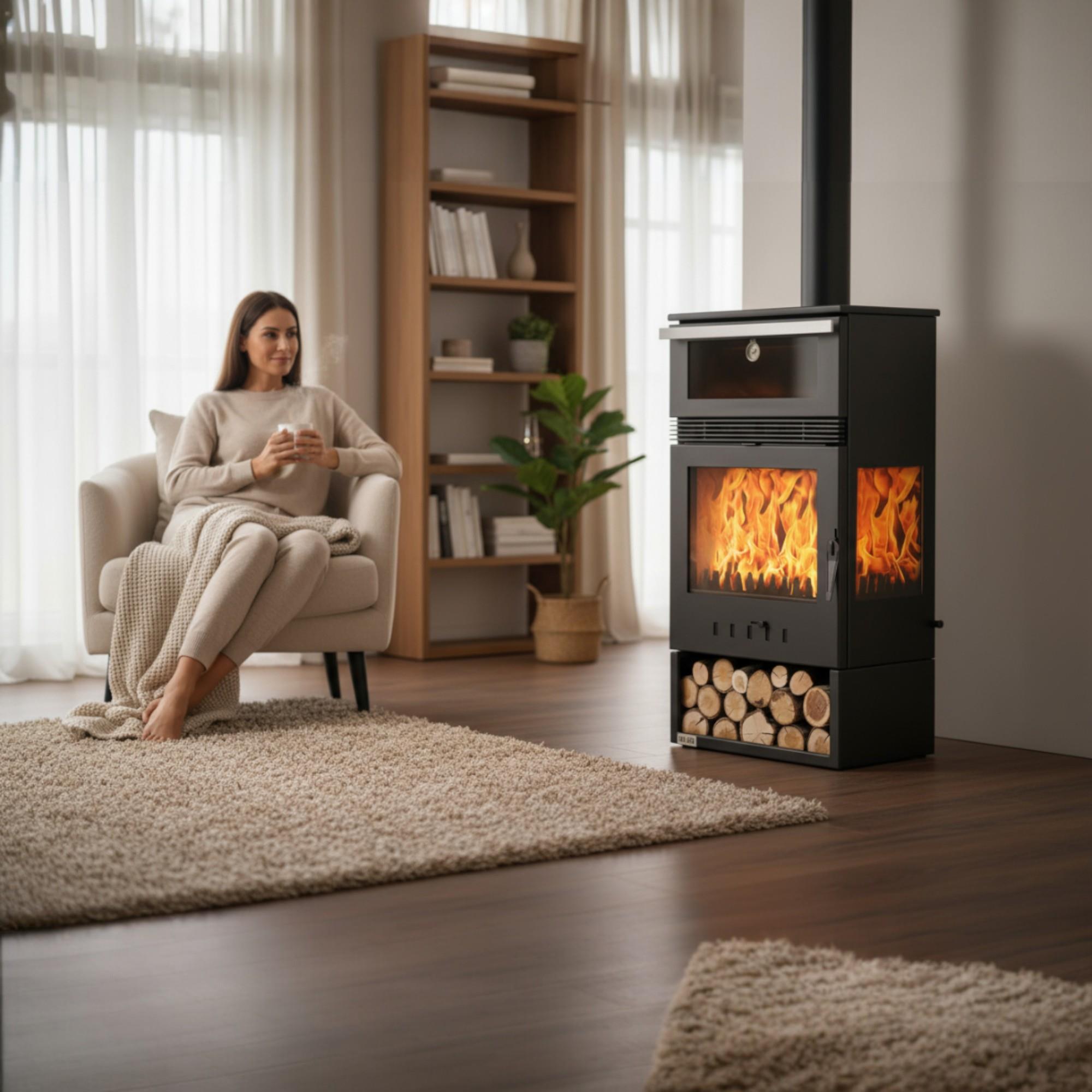 ReHome DKS-15 Katı Yakıt Sobası | Şömineli Fanlı Odun Sobası