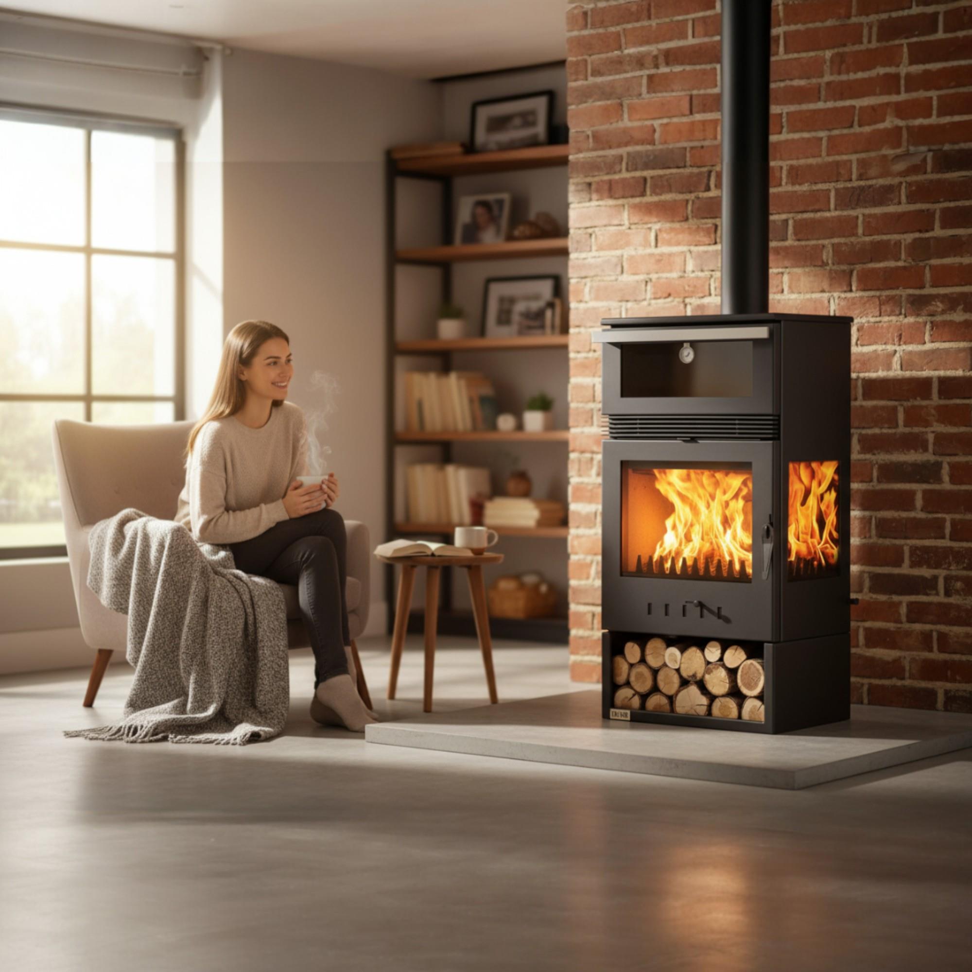 ReHome DKS-15 Katı Yakıt Sobası | Şömineli Fanlı Odun Sobası