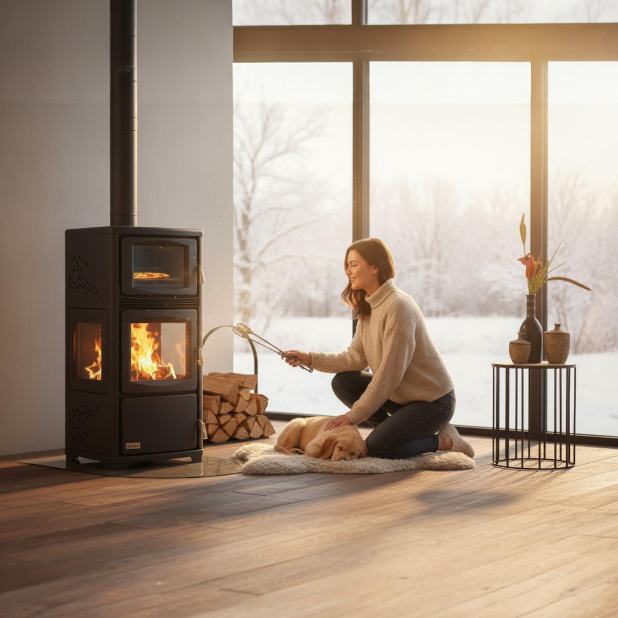 ReHome DKS-19 Katı Yakıt Sobası | Şömineli Fanlı Odun Sobası