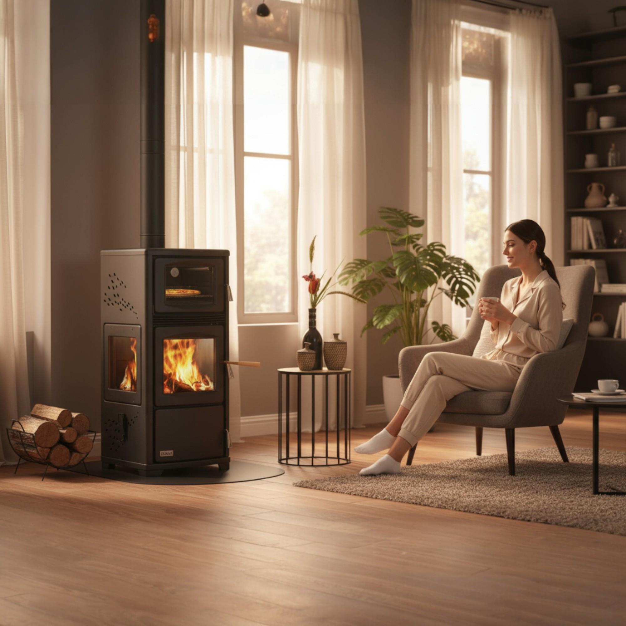 ReHome DKS-19 Katı Yakıt Sobası | Şömineli Fanlı Odun Sobası