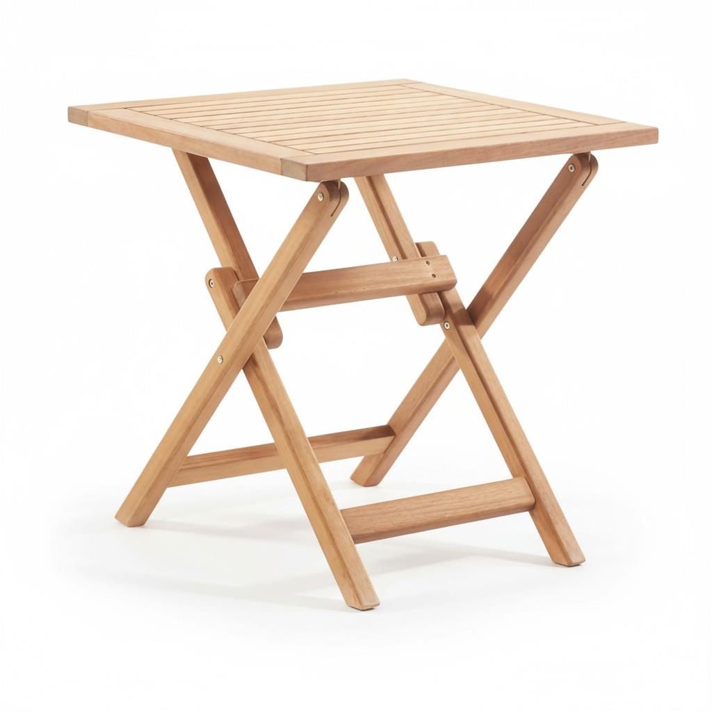 ReHome Truva 80x80 cm İroko Katlanabilir Kare Bahçe Balkon Mutfak Teras Masası