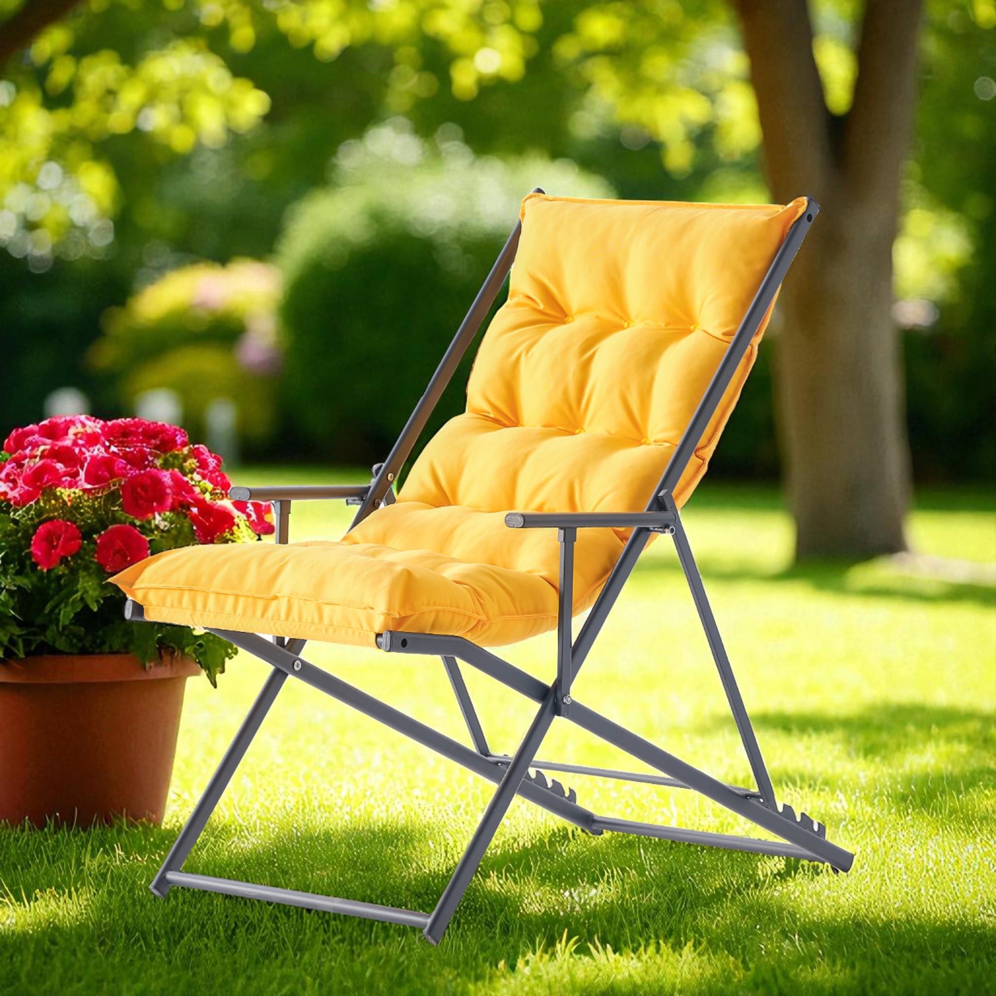 Relax Ayarlanabilir Bahçe Balkon Koltuğu | Minderli Şezlong