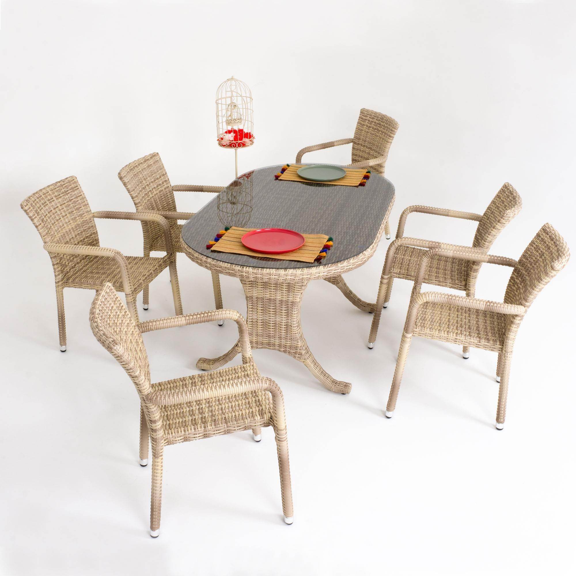 Sunsire 90x160 Rattan Bahçe Masa Takımı | Rehome