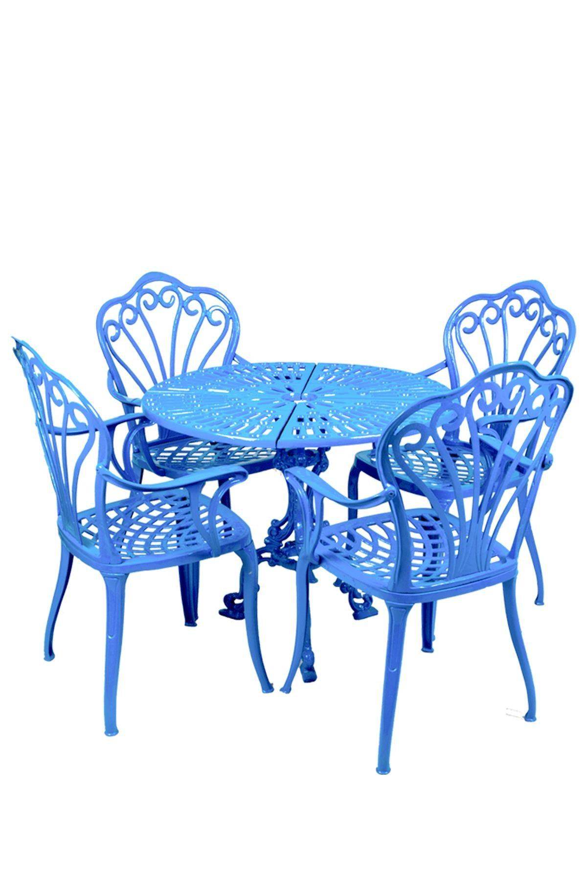 Reyhan Masalı Alüminyum Bahçe Takımı | Döküm Masa Takımı | Mavi