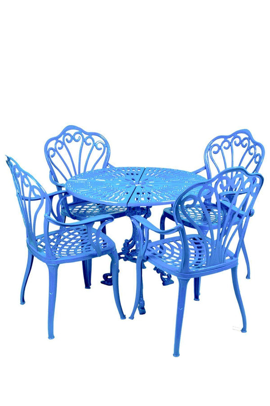 Reyhan Masalı Alüminyum Bahçe Takımı | Döküm Masa Takımı | Mavi