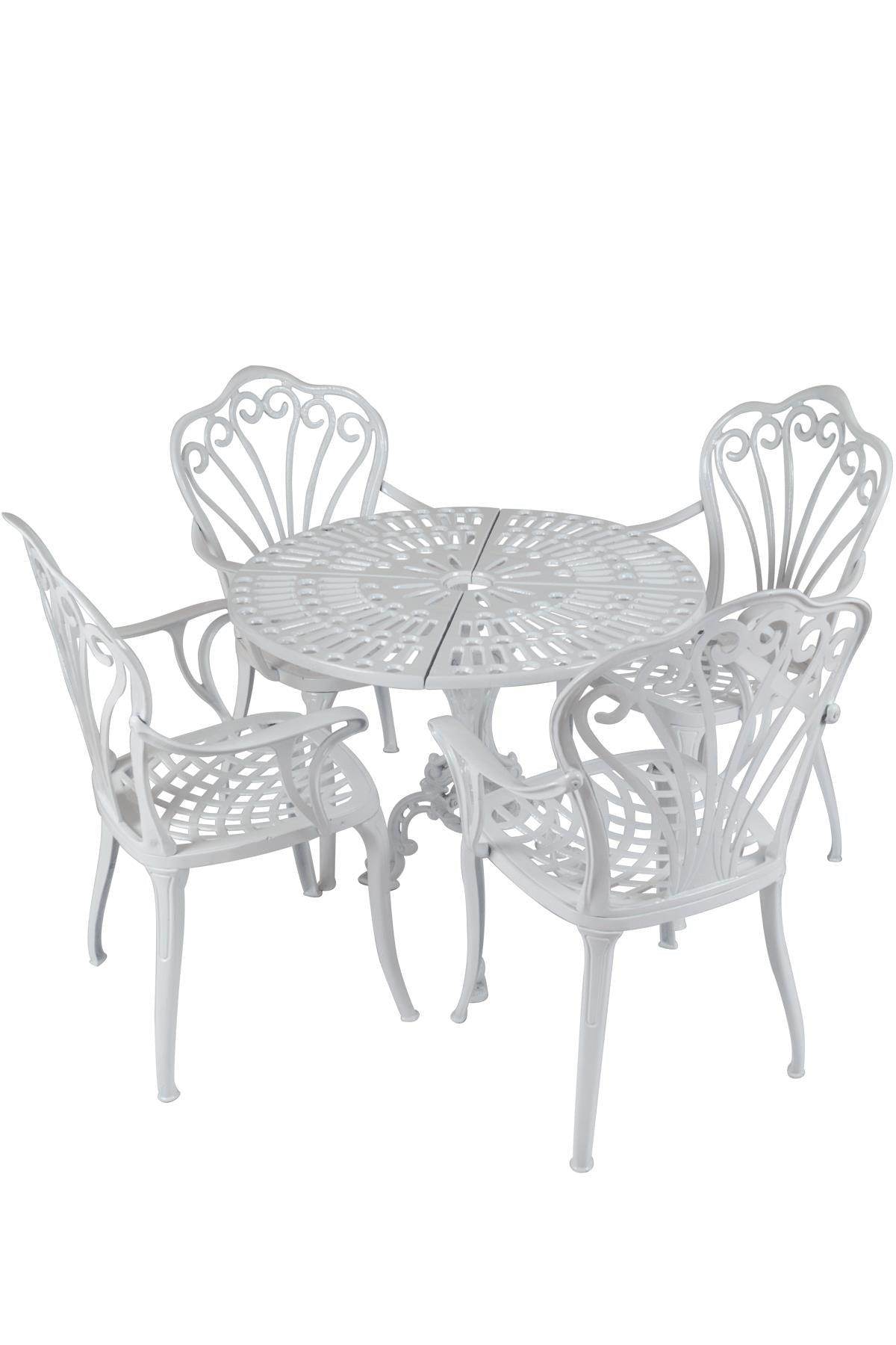 Reyhan Masalı Alüminyum Bahçe Takımı | Döküm Masa Takımı | Beyaz